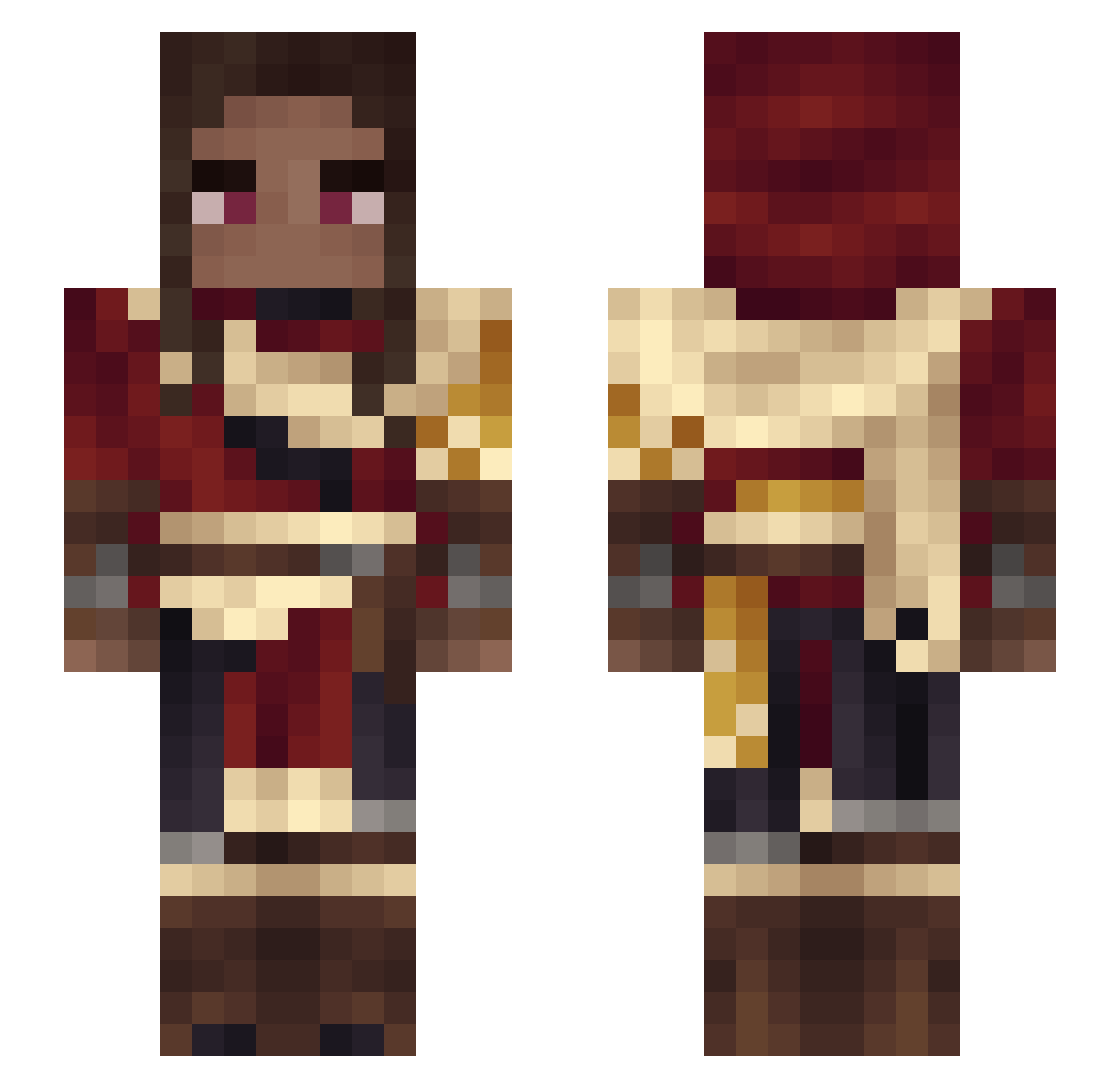 Transistor Minecraft skin, front and back view