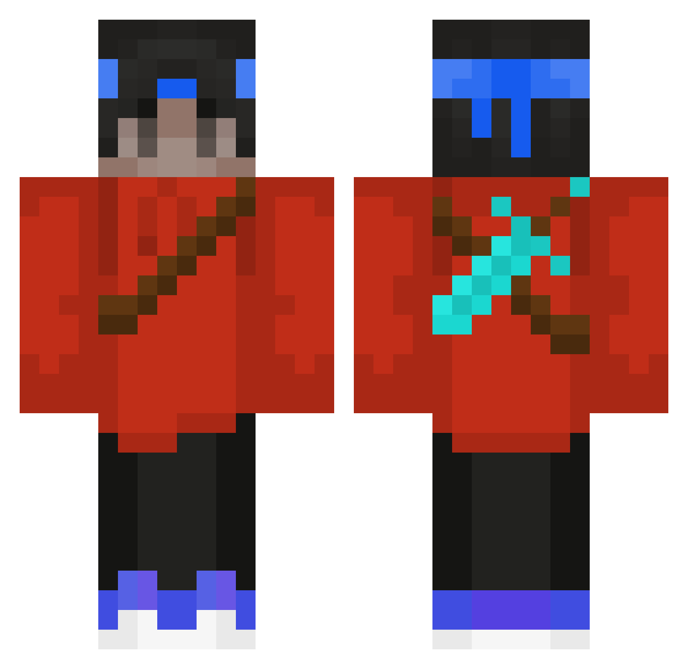 PsyShocks Minecraft skin, front and back view