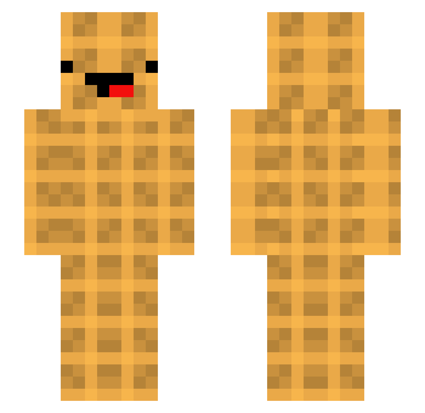 Nibbysaur Minecraft skin, front and back view