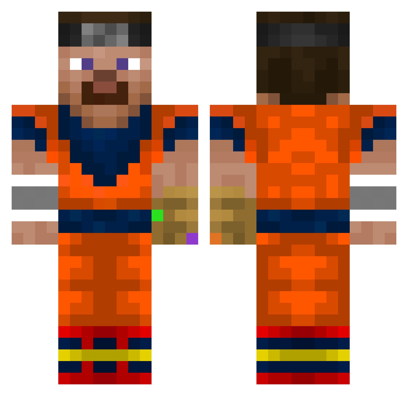 ThunderDroom Minecraft skin, front and back view