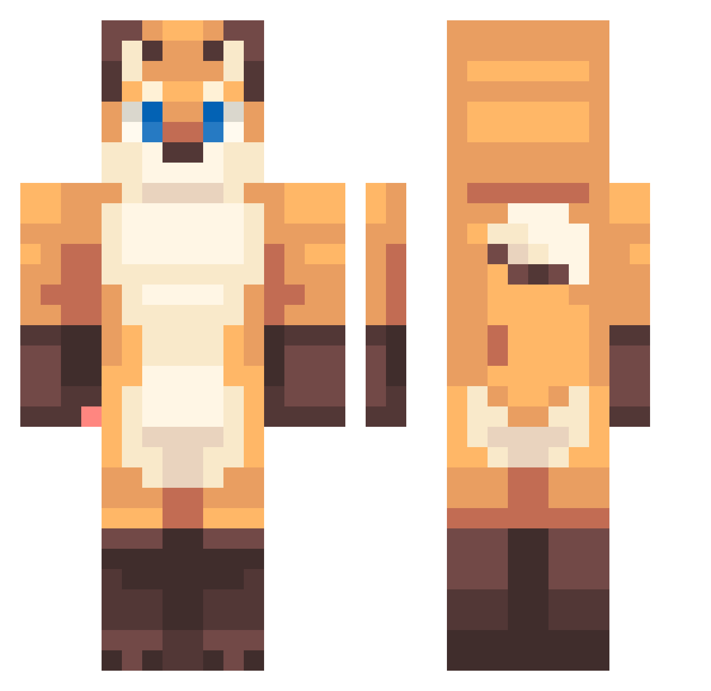 ptksx Minecraft skin, front and back view