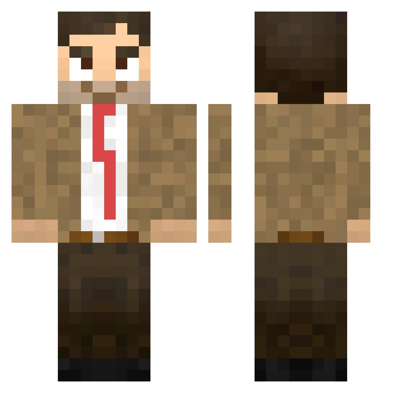 Zyzz31 Minecraft skin, front and back view