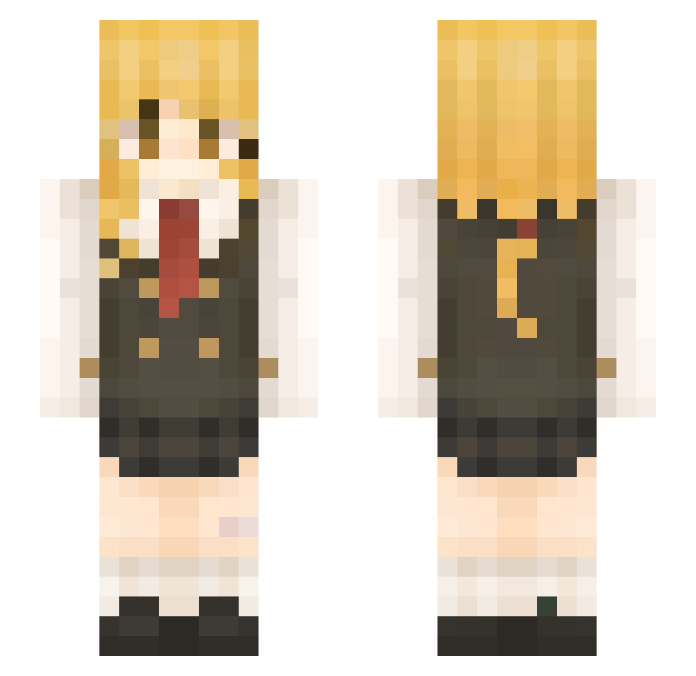 Summer Minecraft skin, front and back view