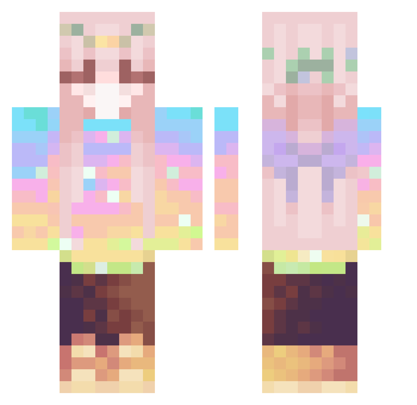 shekll Minecraft skin, front and back view