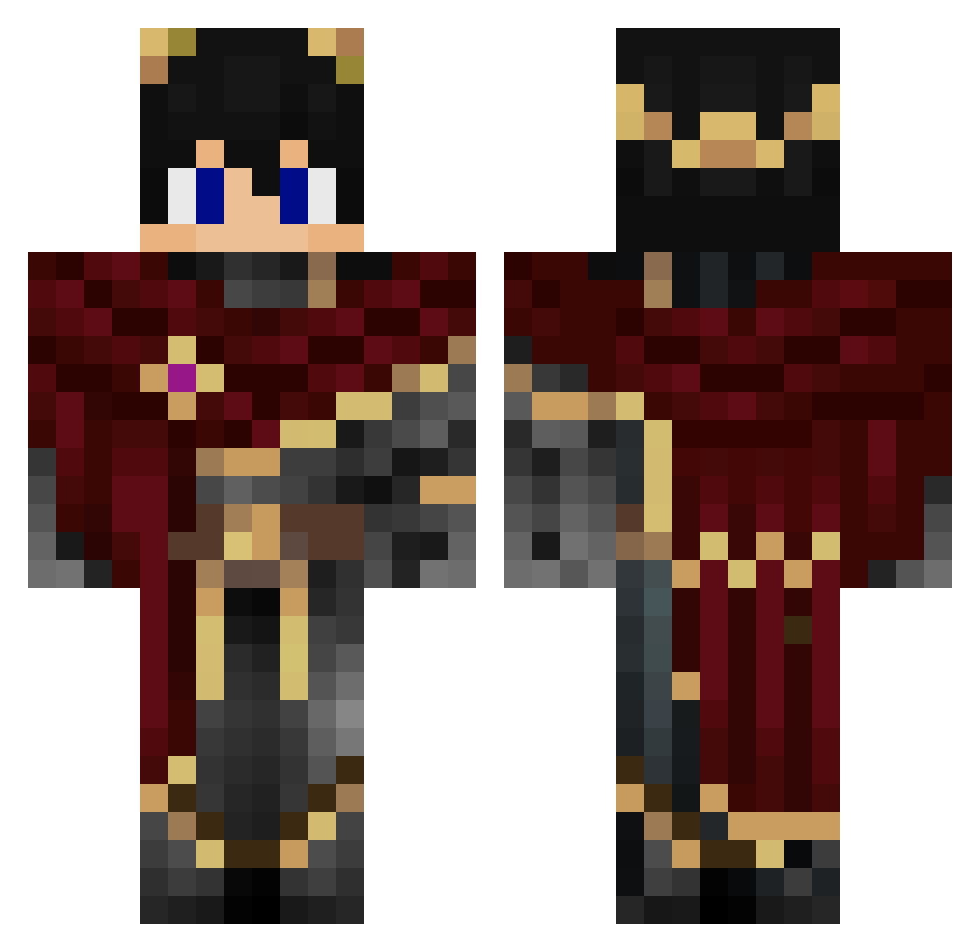 Meooro Minecraft skin, front and back view