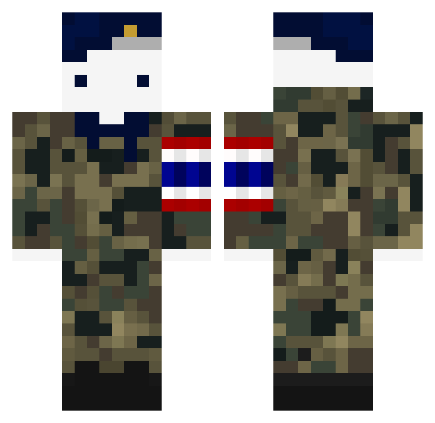 Zikairon Minecraft skin, front and back view