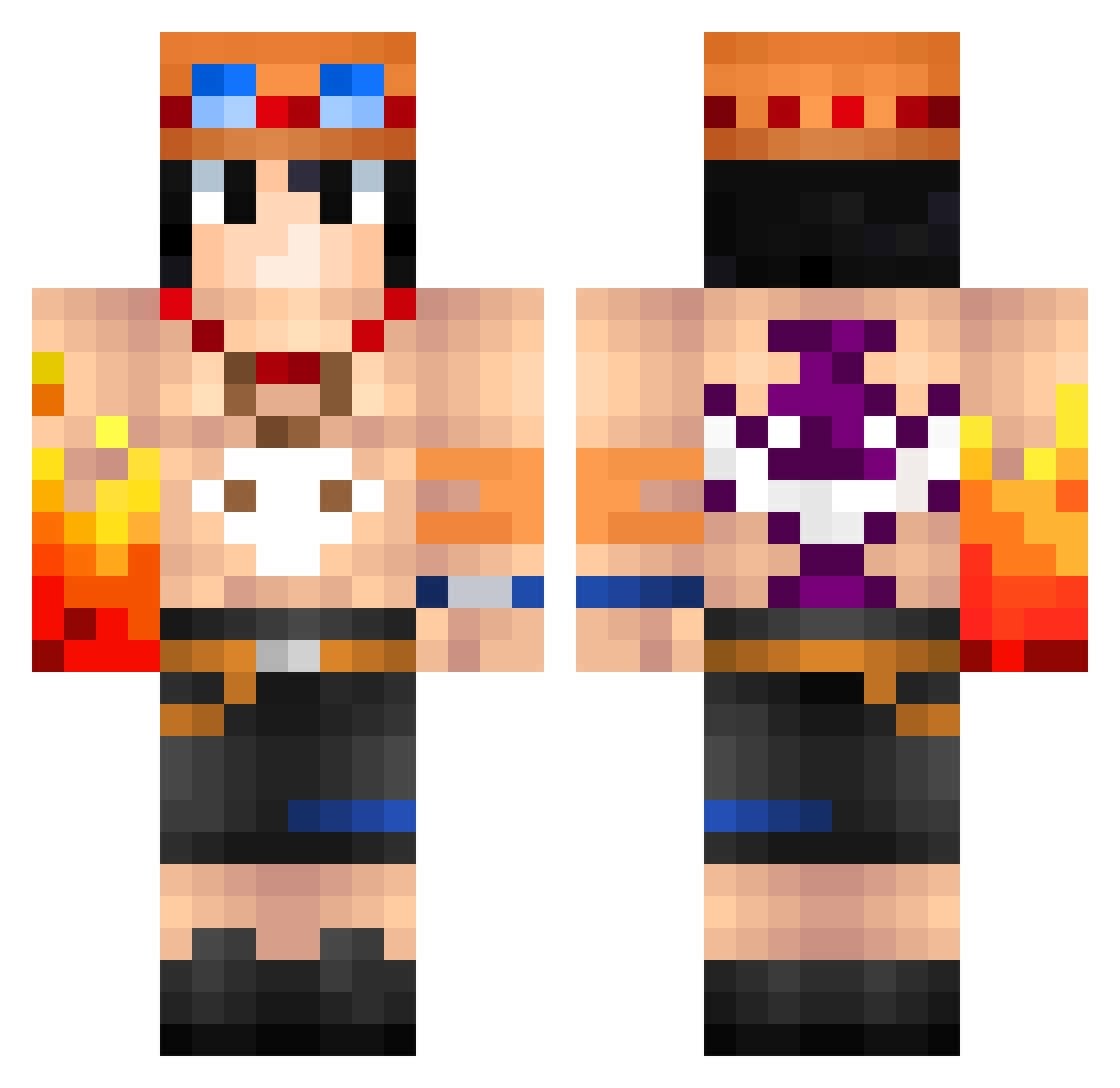 Acefidem Minecraft skin, front and back view