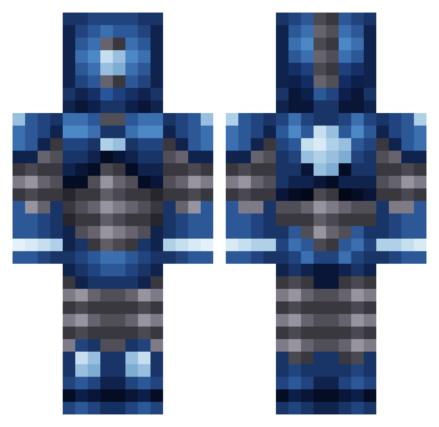 Whilter Minecraft skin, front and back view