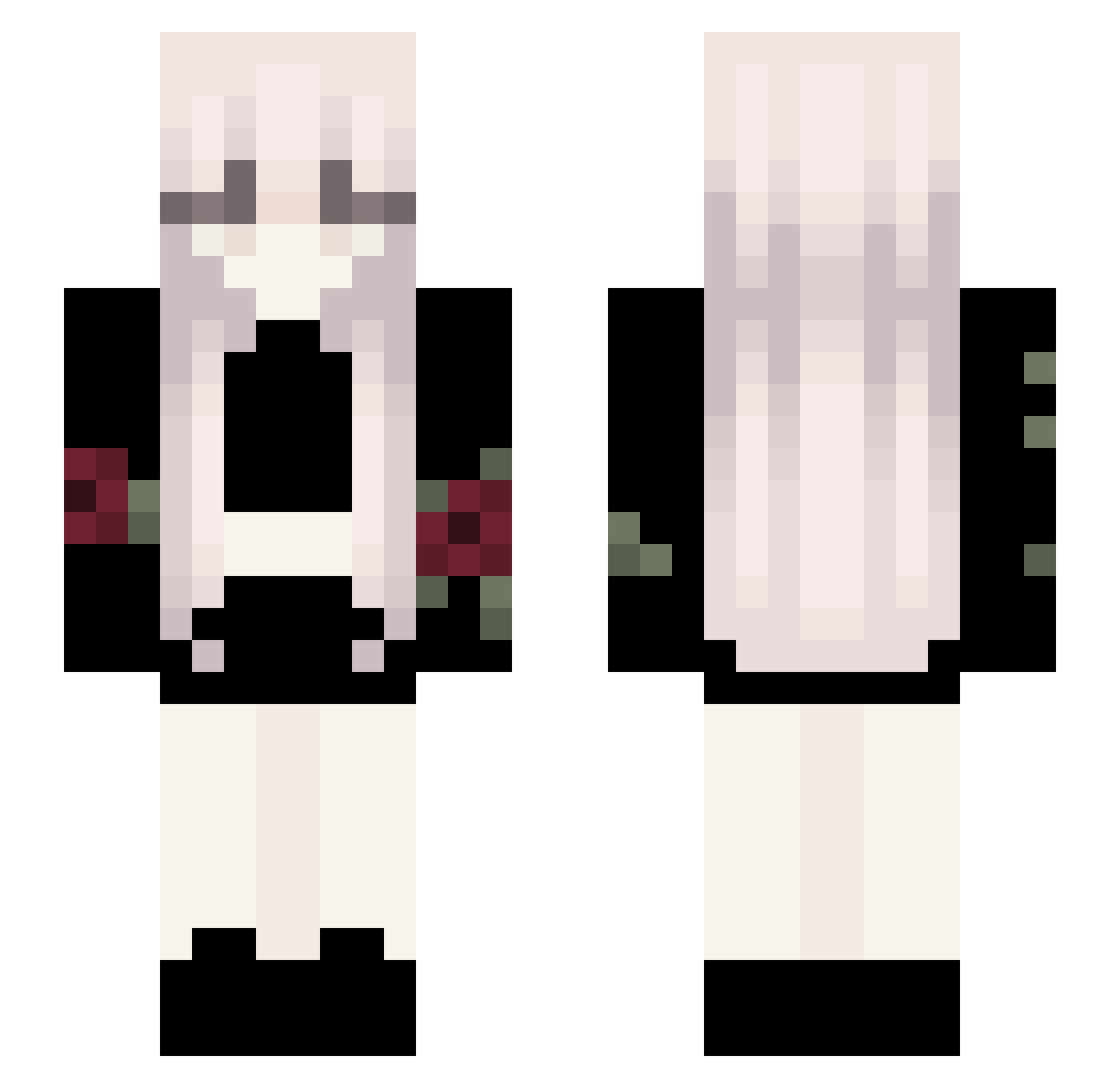 lovaid Minecraft skin, front and back view