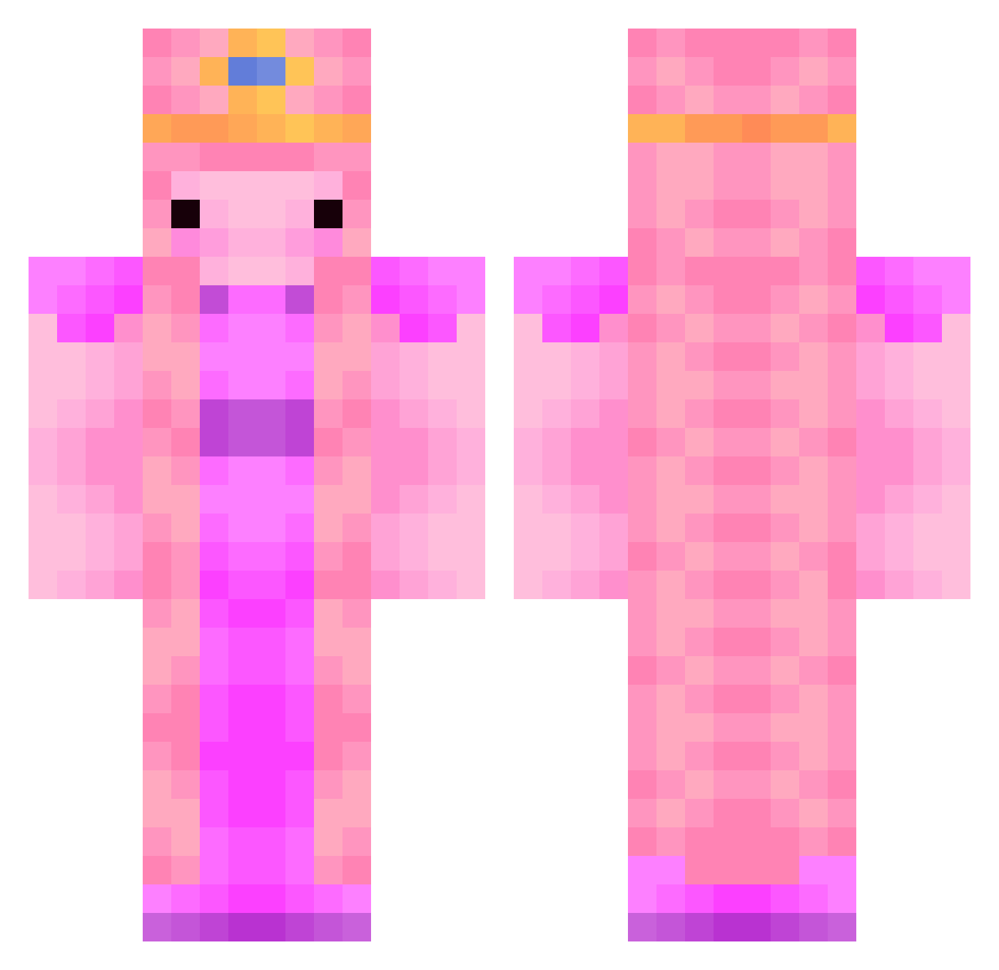 DeadbyAPT Minecraft skin, front and back view