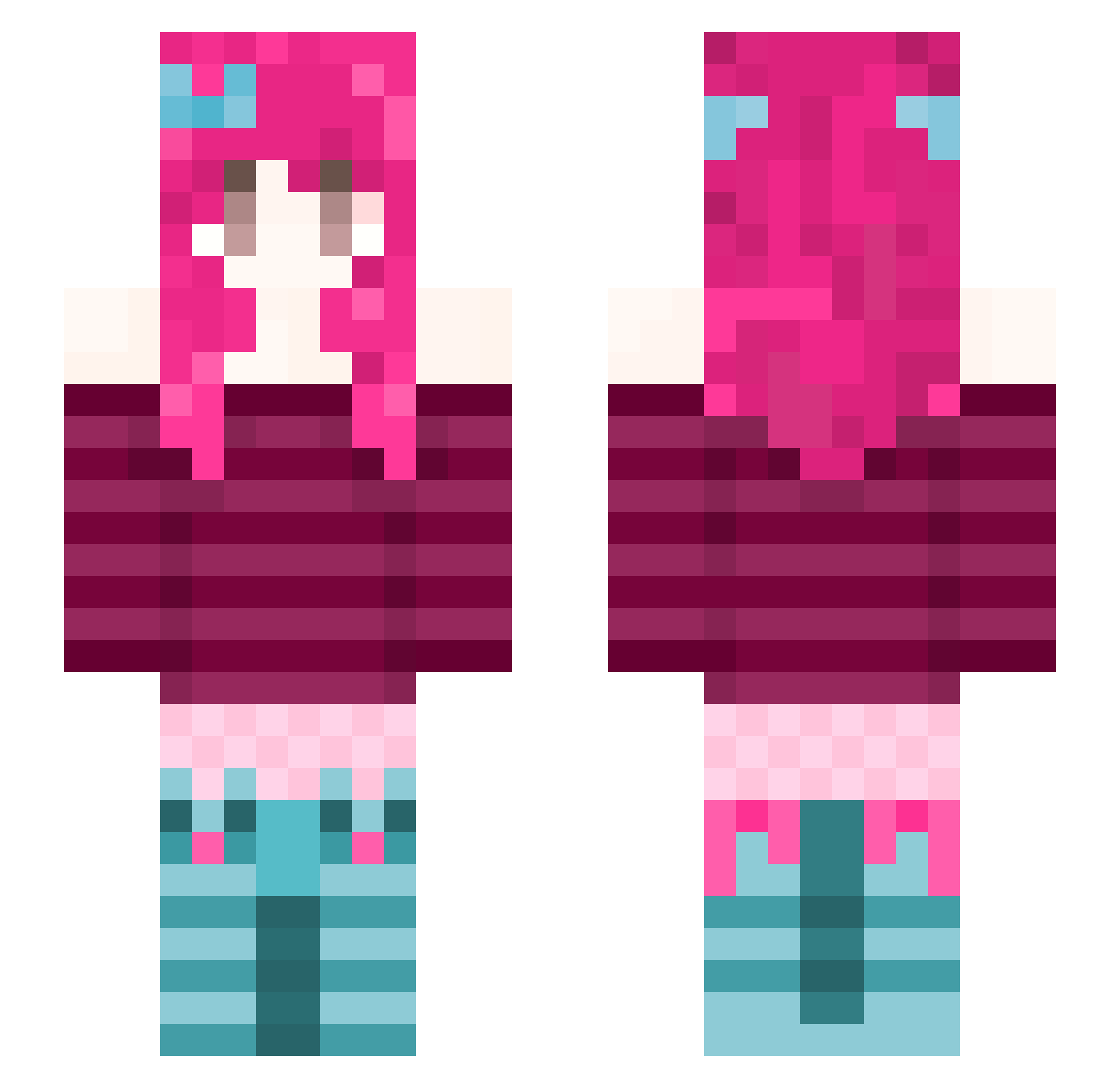 6saku Minecraft skin, front and back view