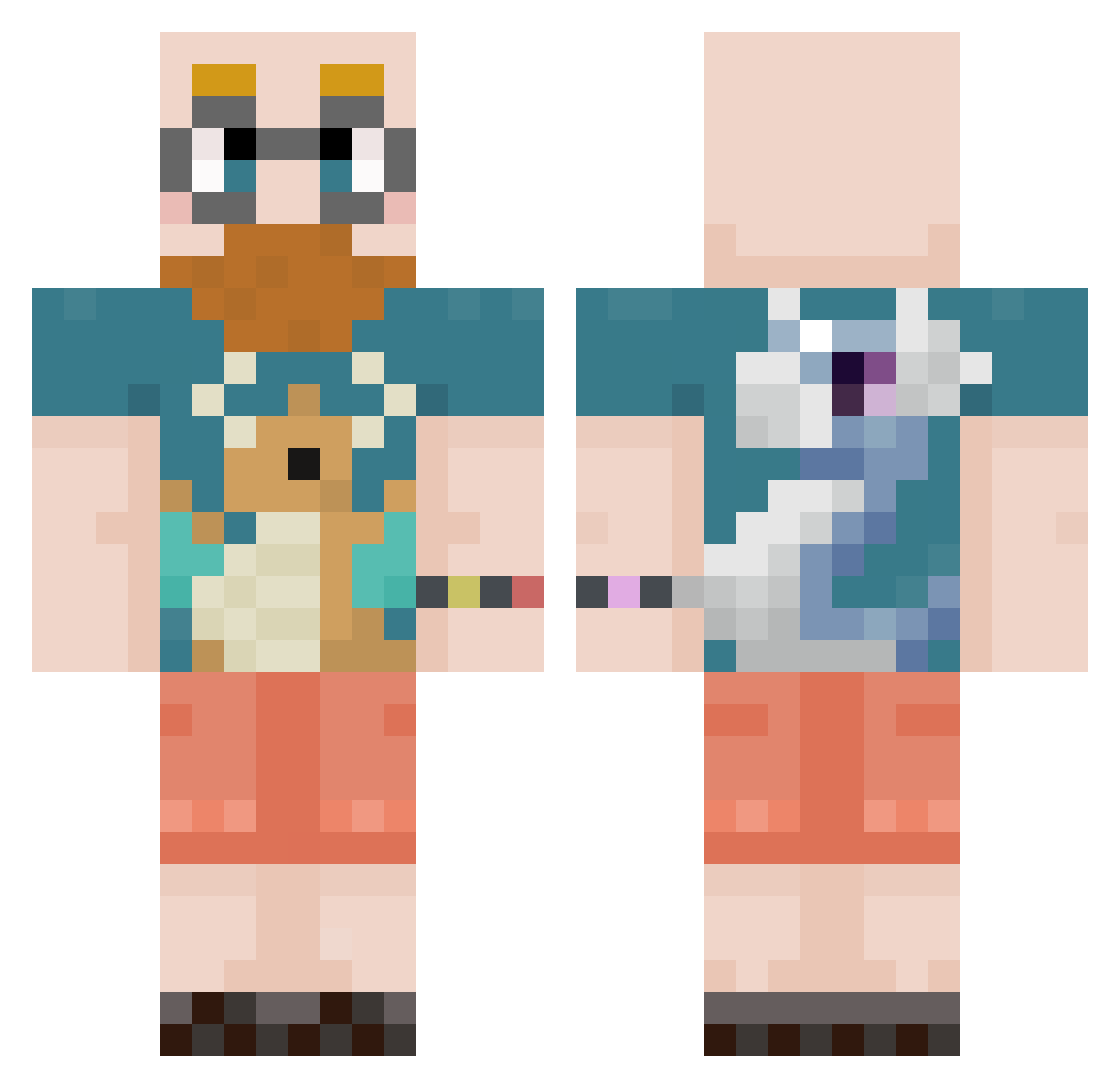 Jonjuu Minecraft skin, front and back view