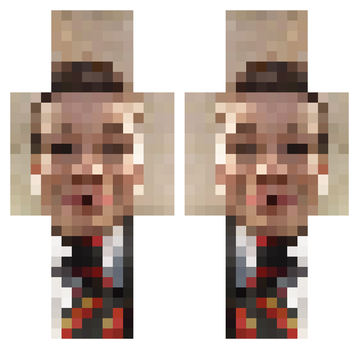 SpaceLX1 Minecraft skin, front and back view