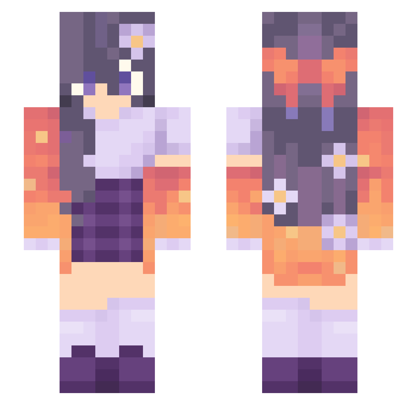 pandahugs514 Minecraft skin, front and back view