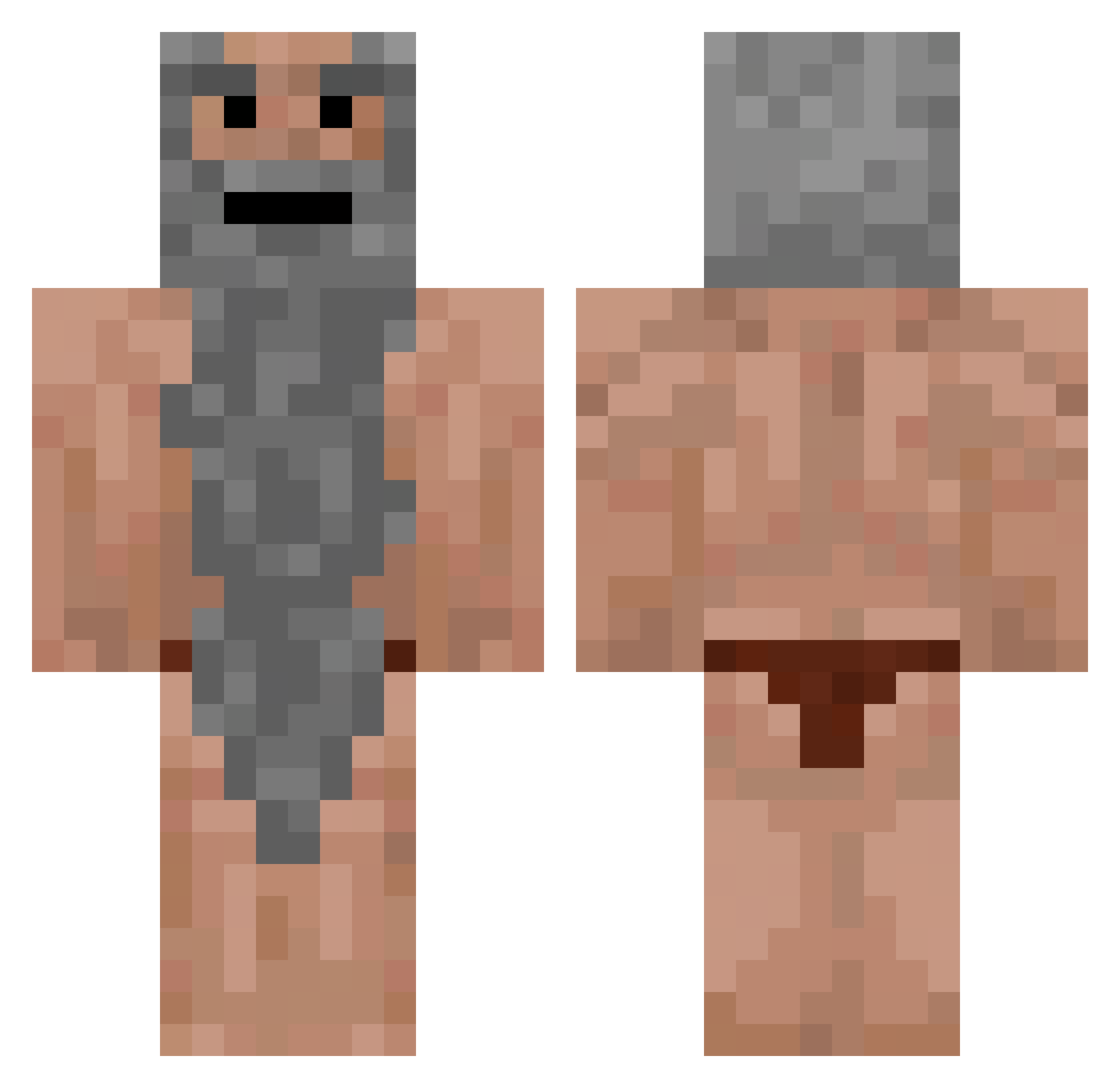 PeacefulWheat Minecraft skin, front and back view