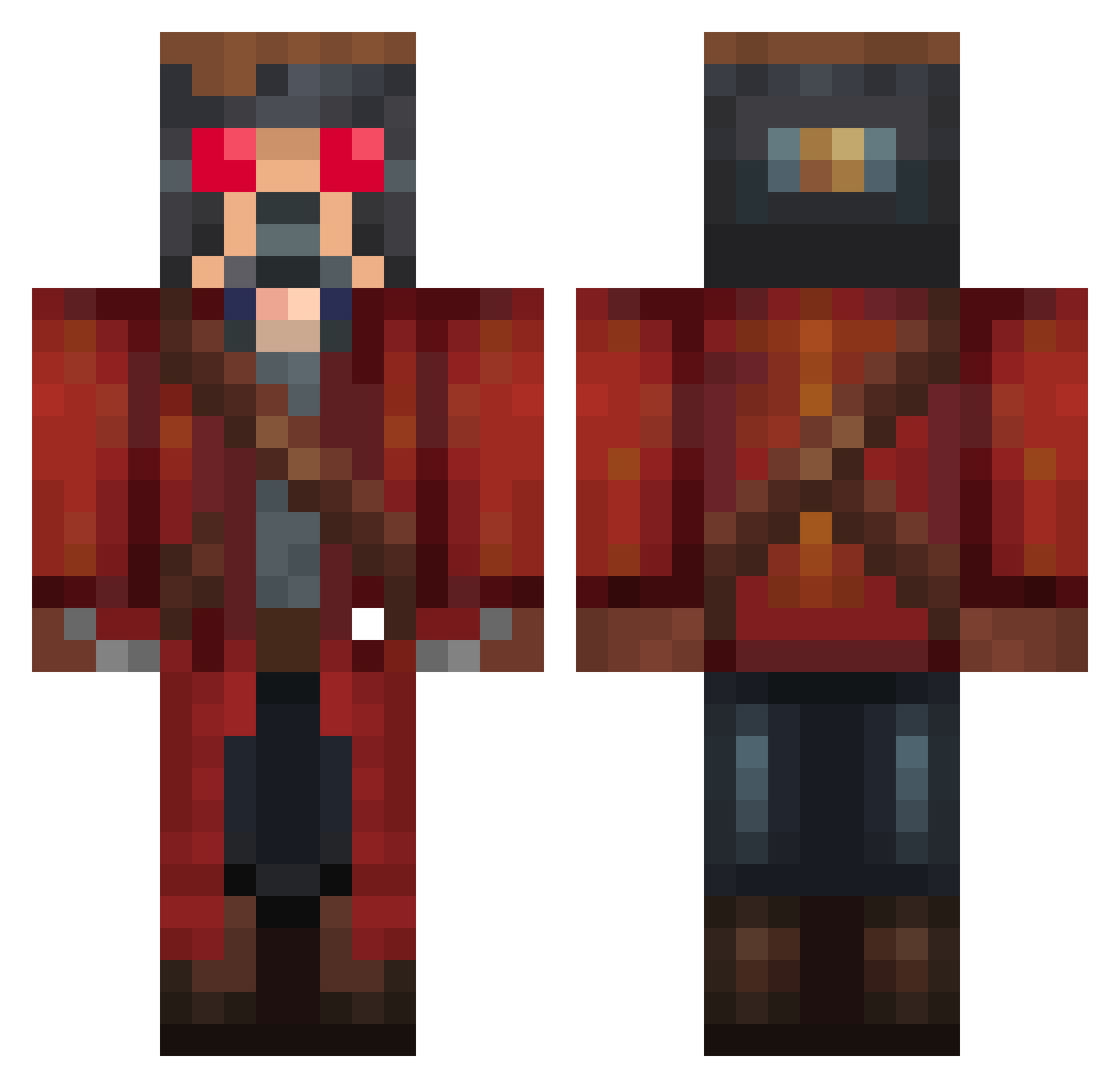 Rockofire Minecraft skin, front and back view