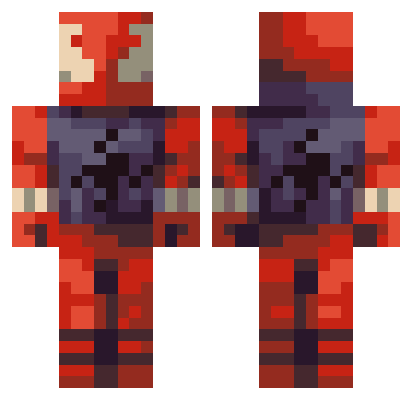 Arkirex Minecraft skin, front and back view