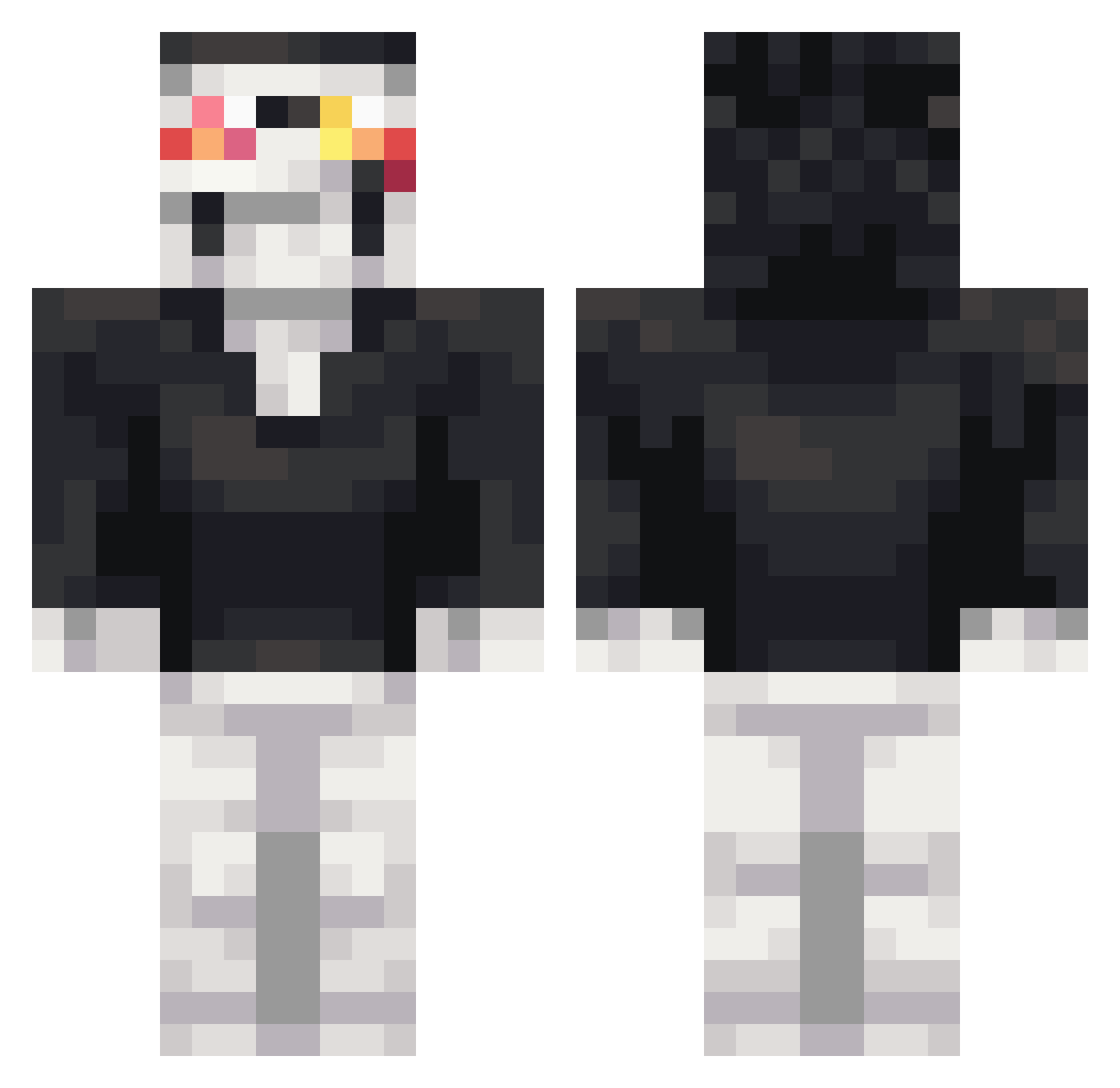 NightBread Minecraft skin, front and back view