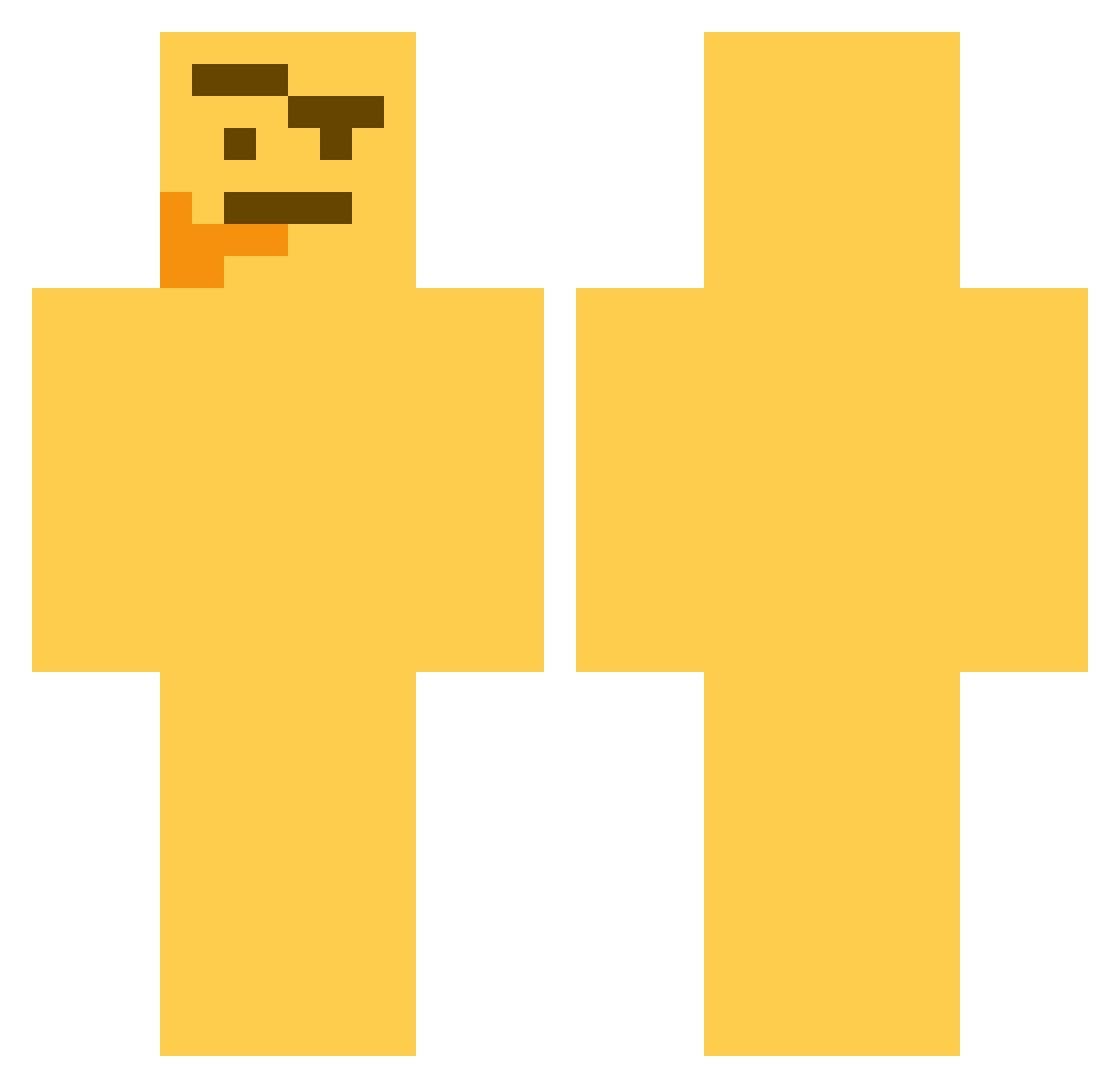 UnRelaxing Minecraft skin, front and back view