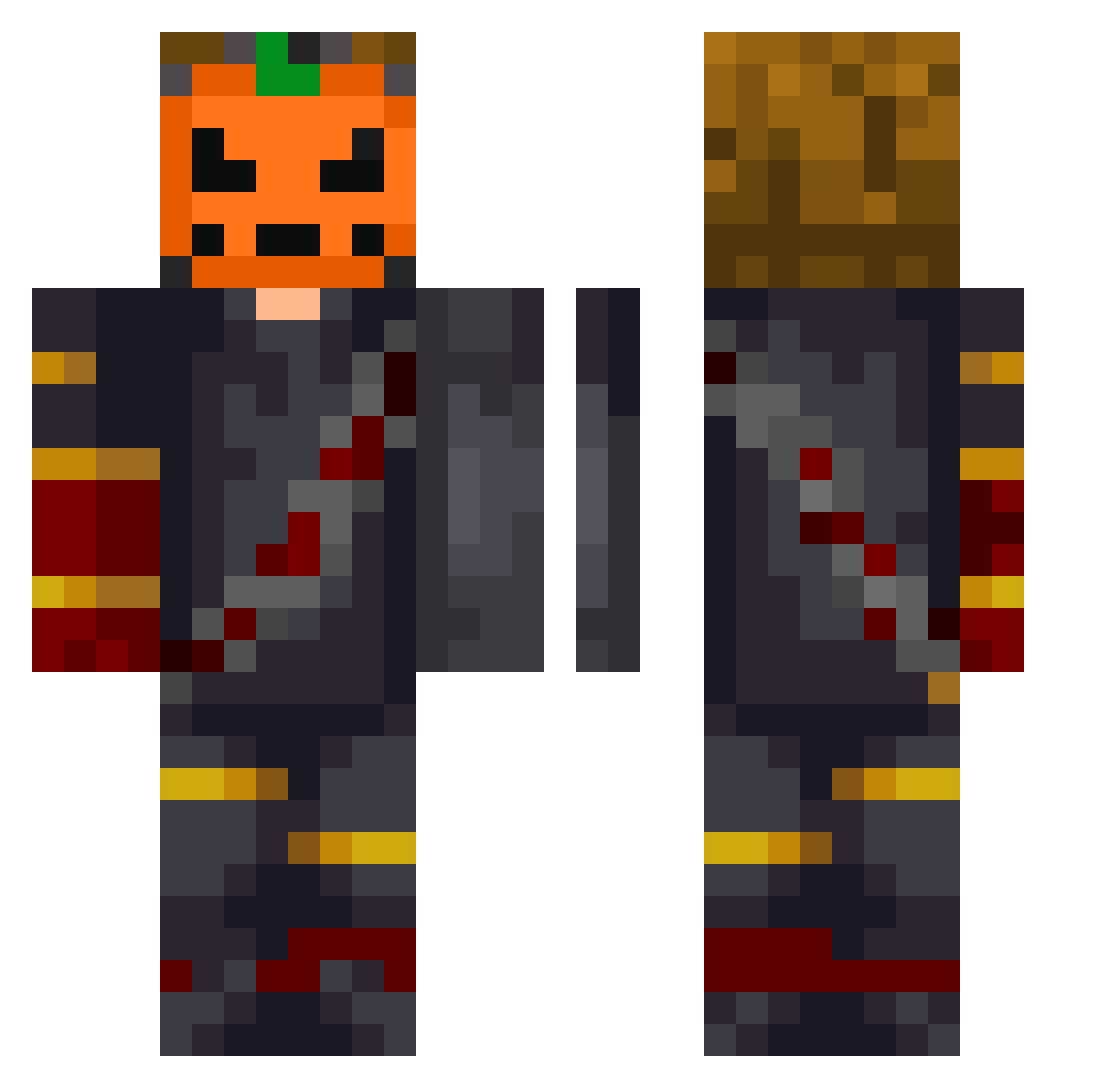 VeHunt Minecraft skin, front and back view