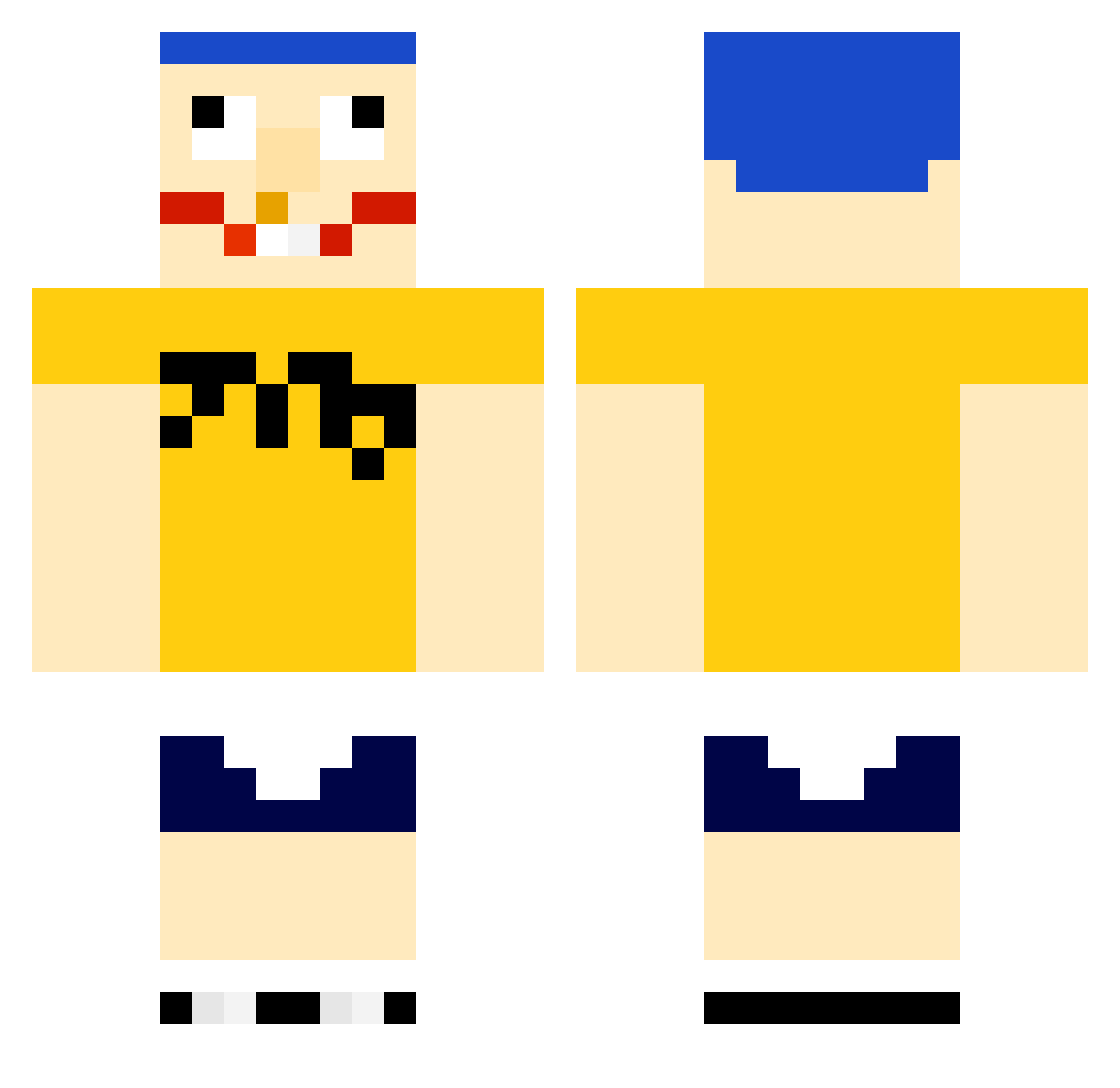 Shlimest Minecraft skin, front and back view