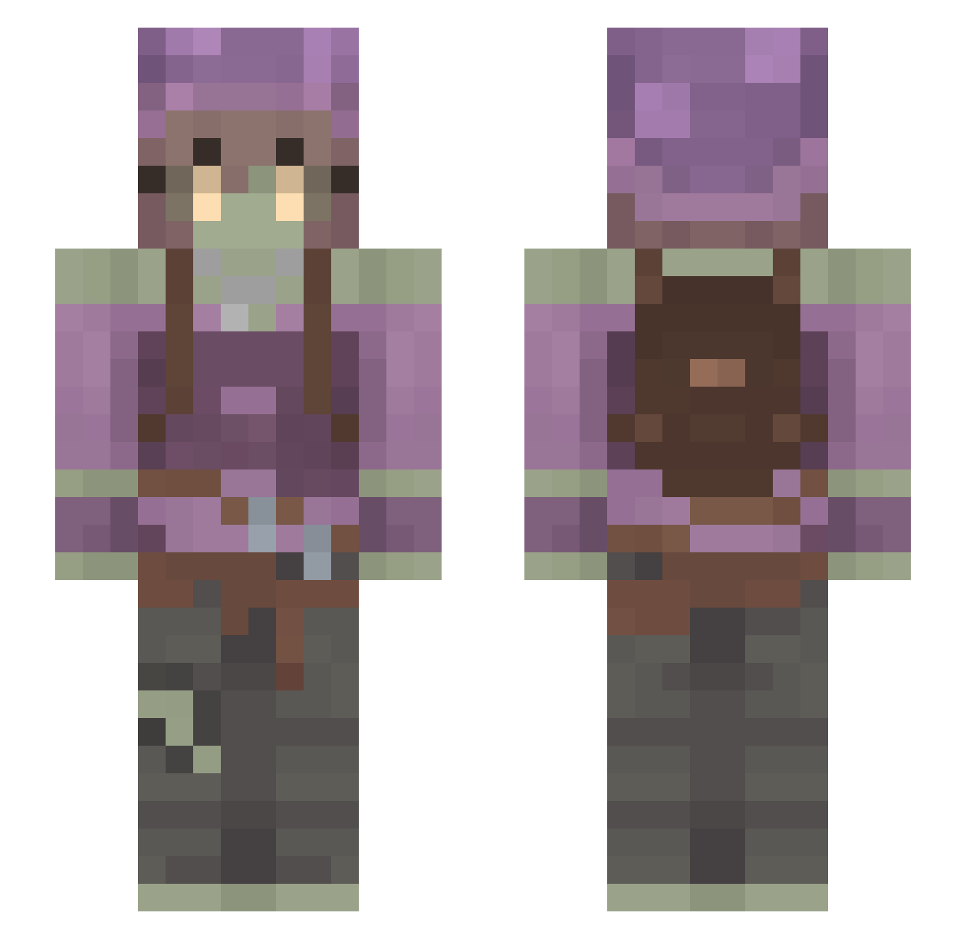 Bethladam Minecraft skin, front and back view