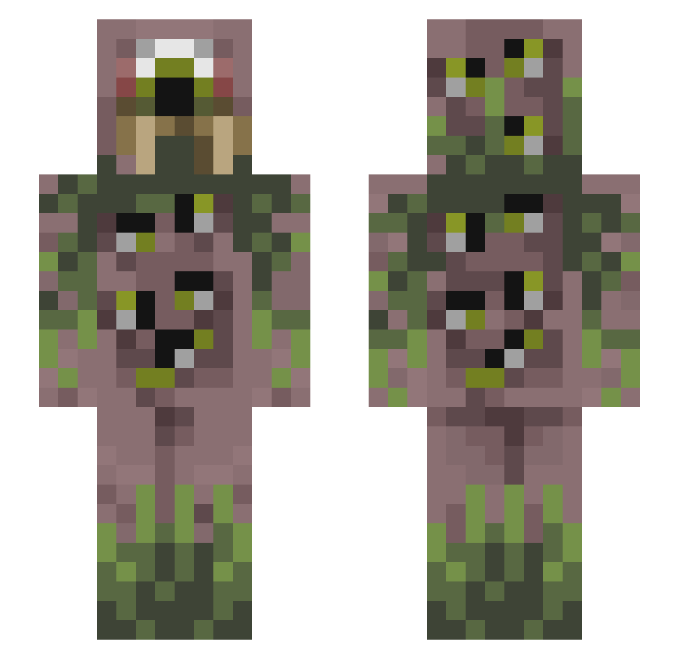 HeWhoEatsRocks Minecraft skin, front and back view