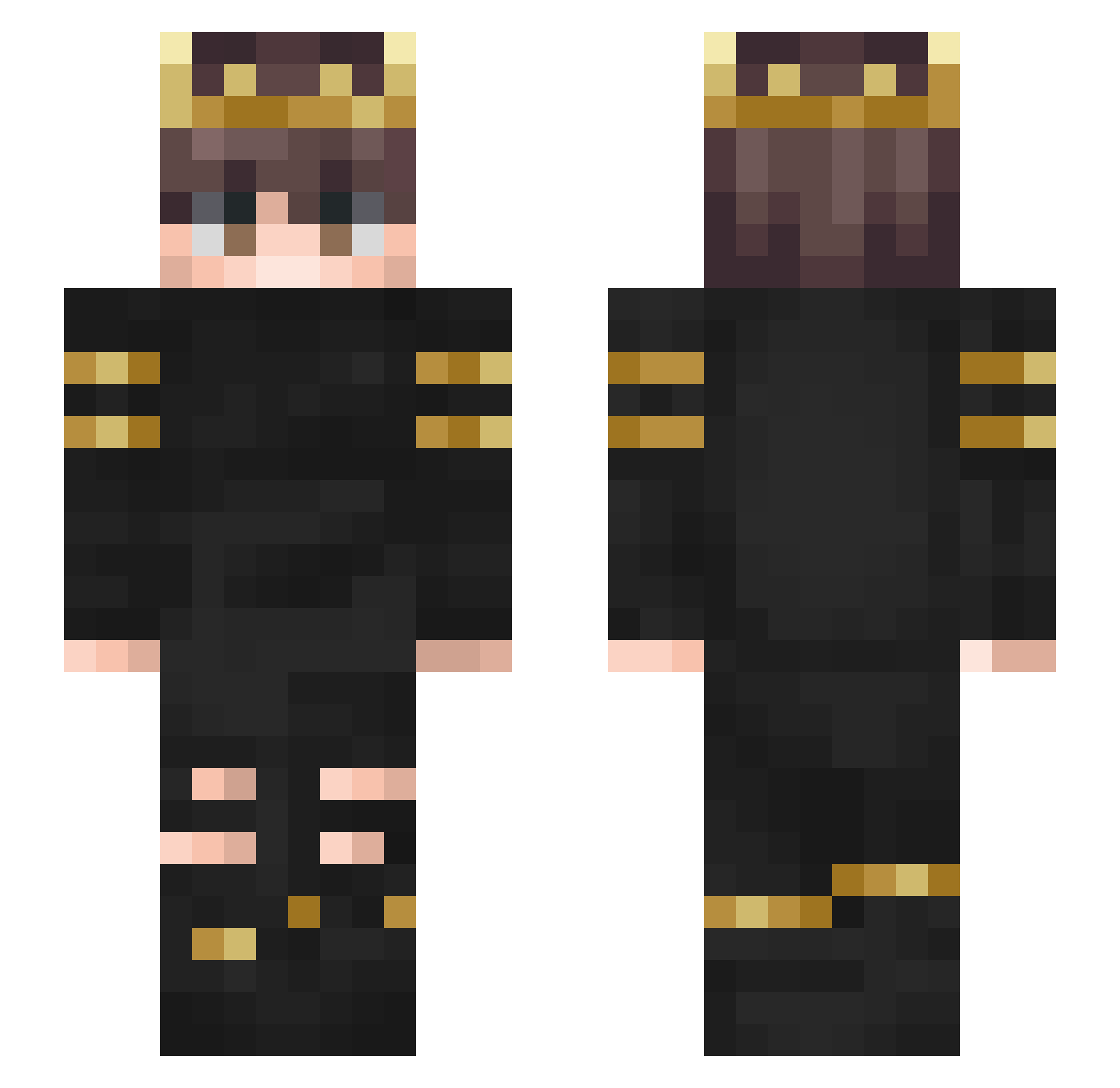 Aleriall Minecraft skin, front and back view