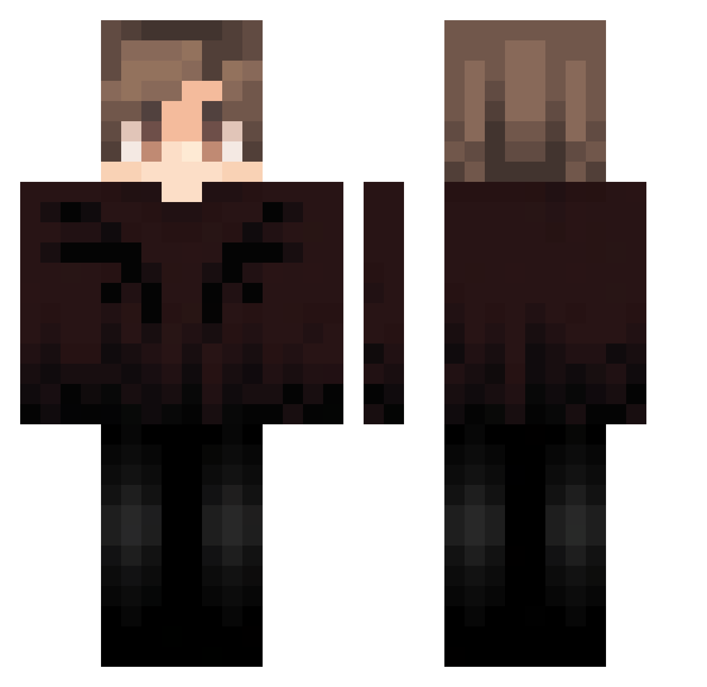 SamuelHere Minecraft skin, front and back view