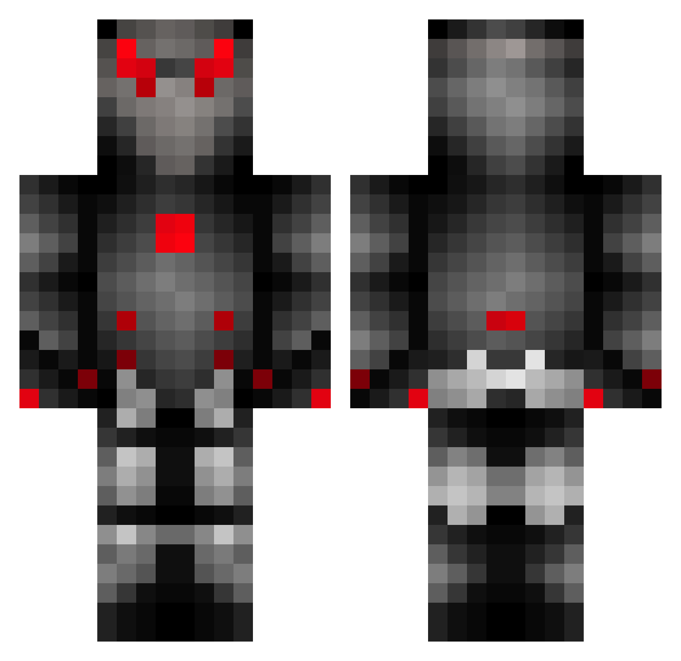 DEPREDATOR Minecraft skin, front and back view