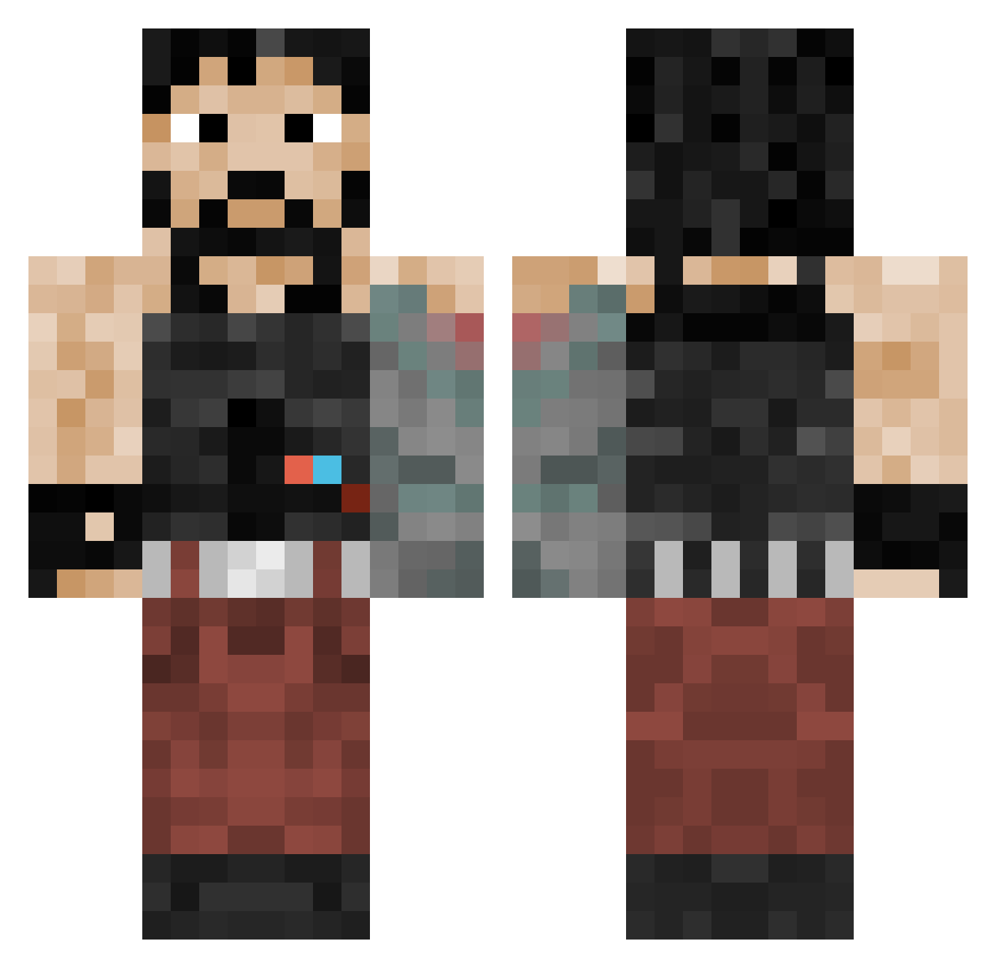 Hawked Minecraft skin, front and back view