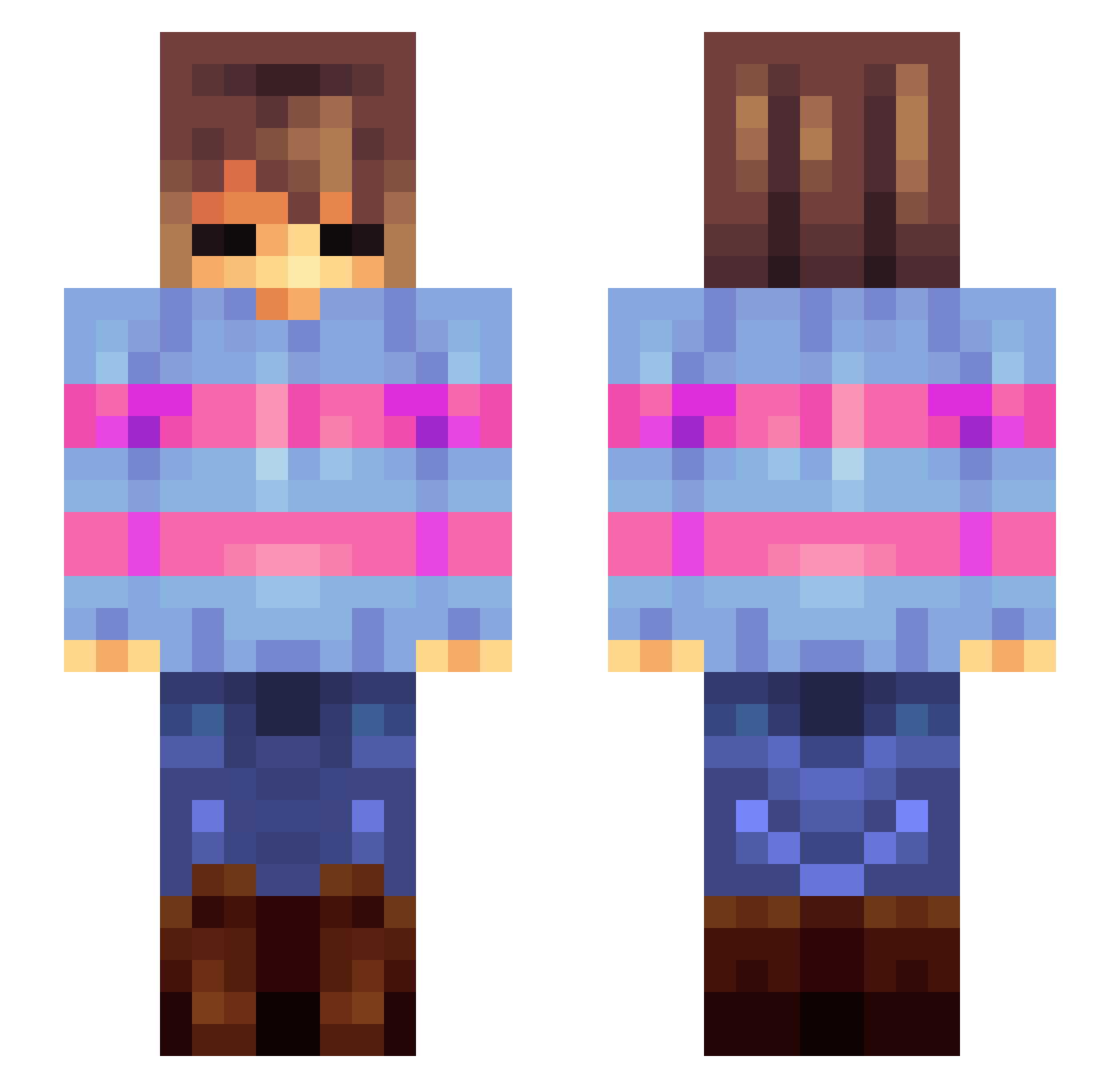 Ruberzzz Minecraft skin, front and back view