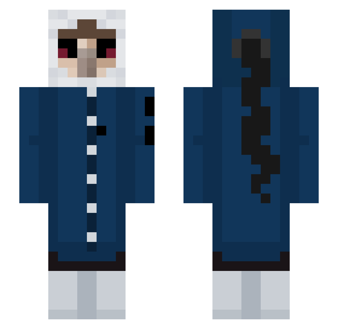 gutdown Minecraft skin, front and back view