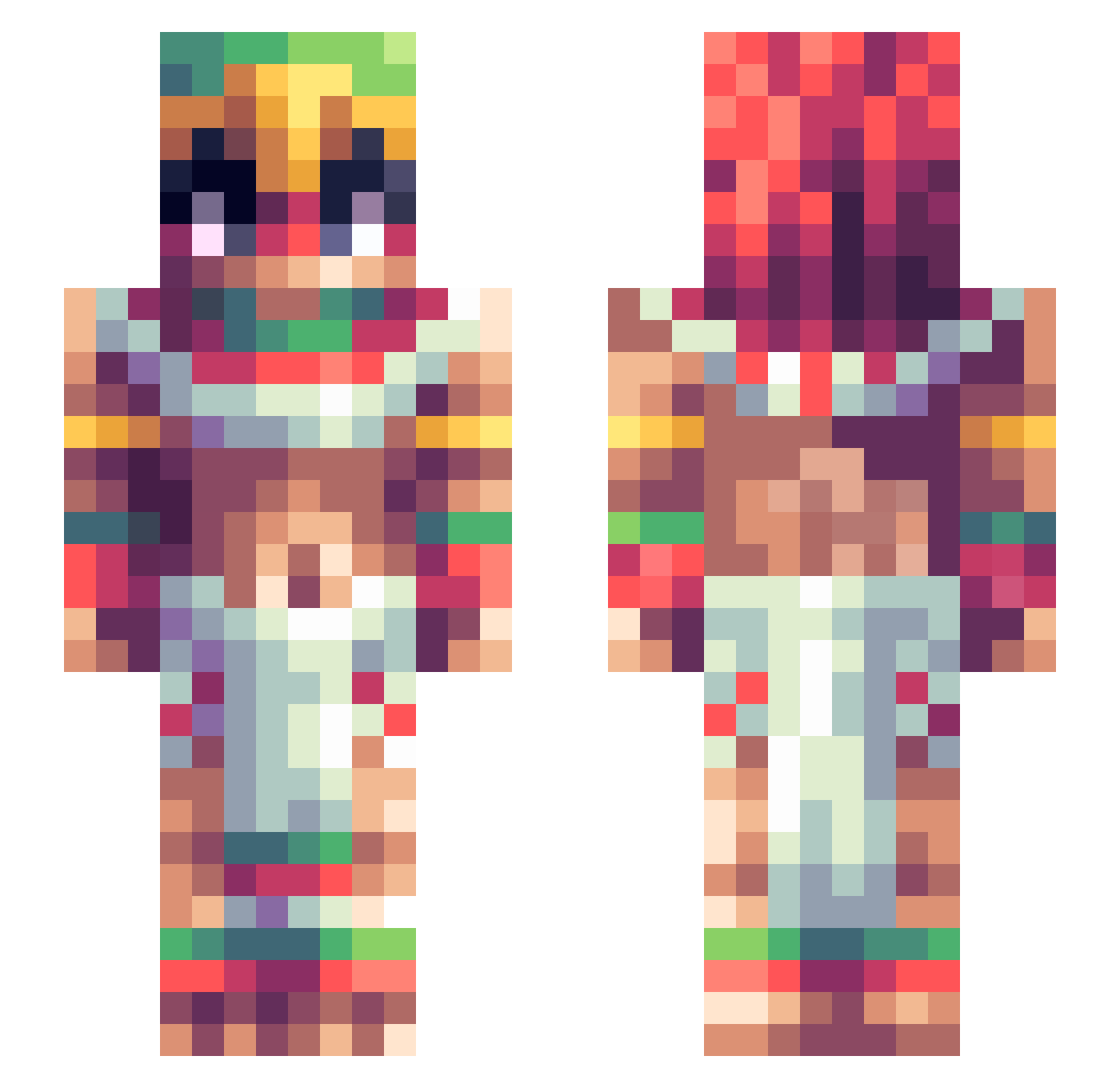 Ragnalltzin Minecraft skin, front and back view