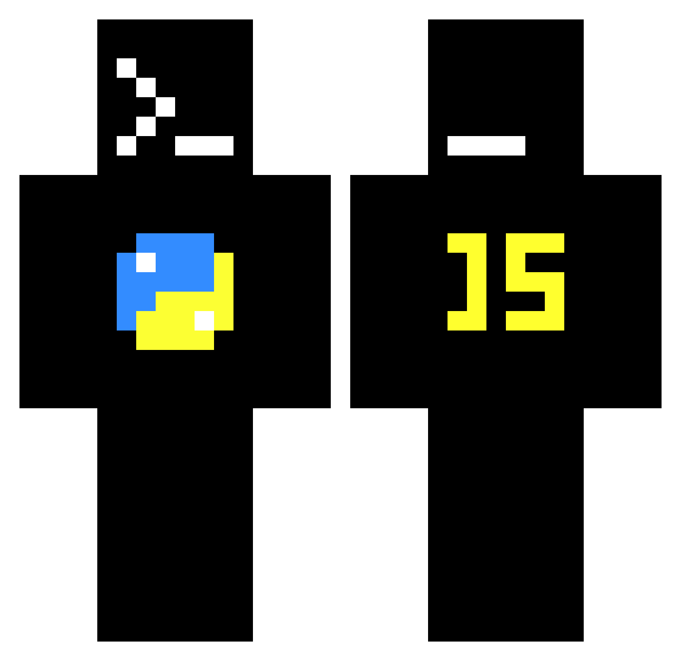 Oblivorix Minecraft skin, front and back view