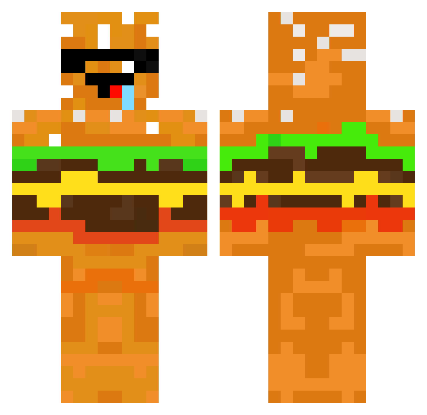 mancococo Minecraft skin, front and back view