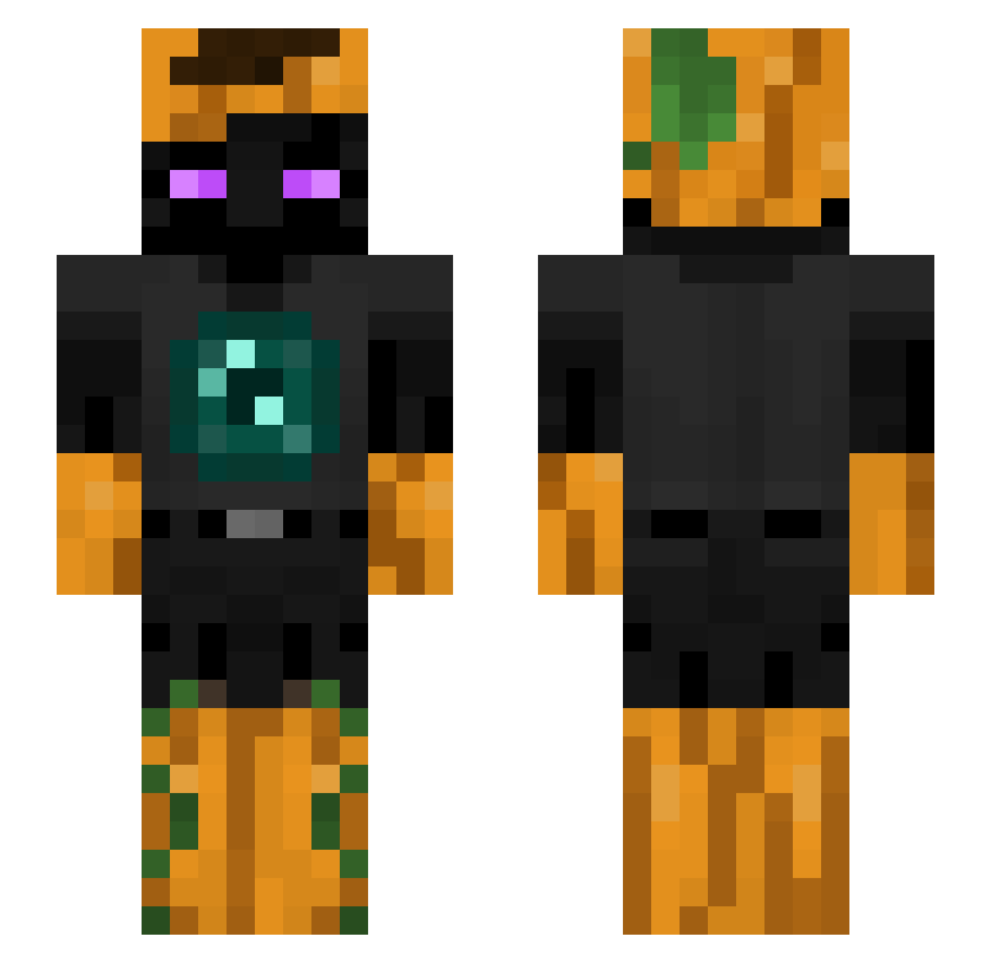 KrowsKaw Minecraft skin, front and back view