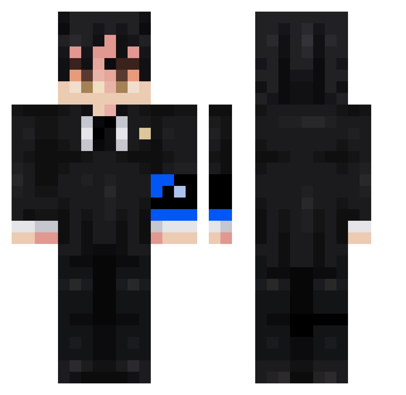 MrPerformative Minecraft skin, front and back view