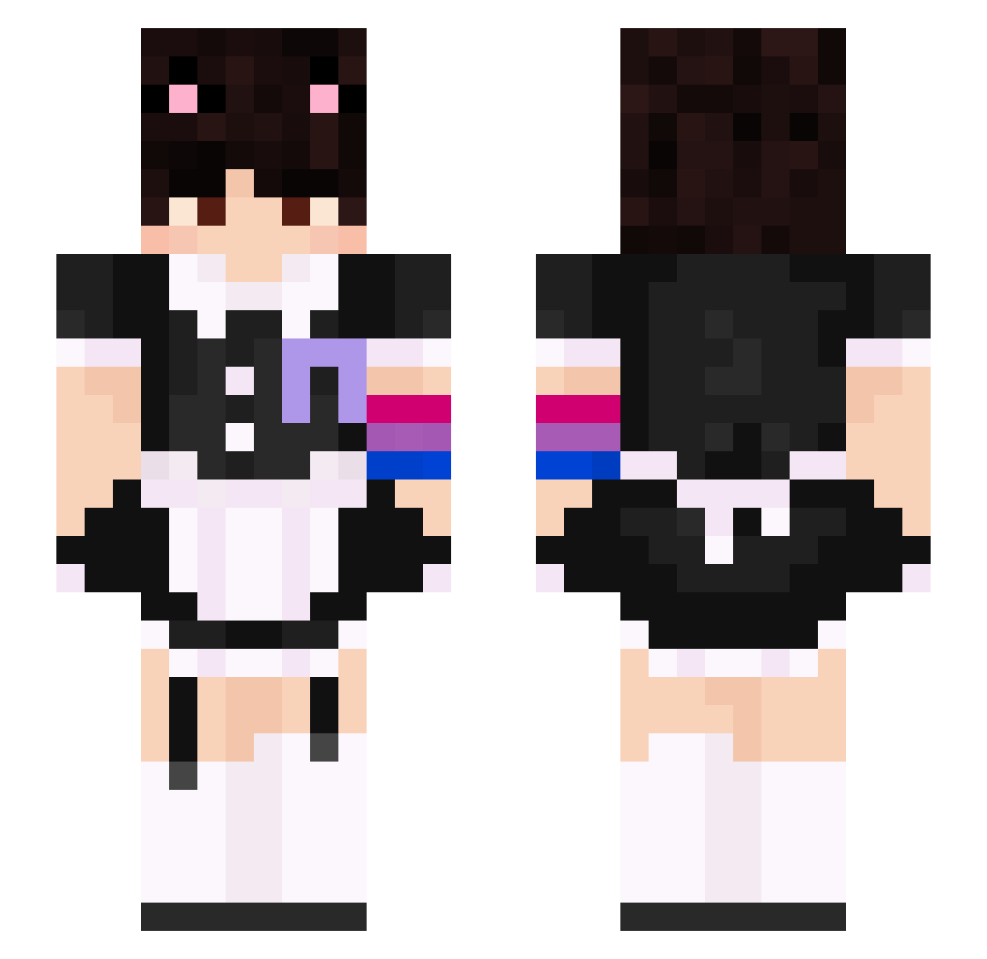 Pipets Minecraft skin, front and back view