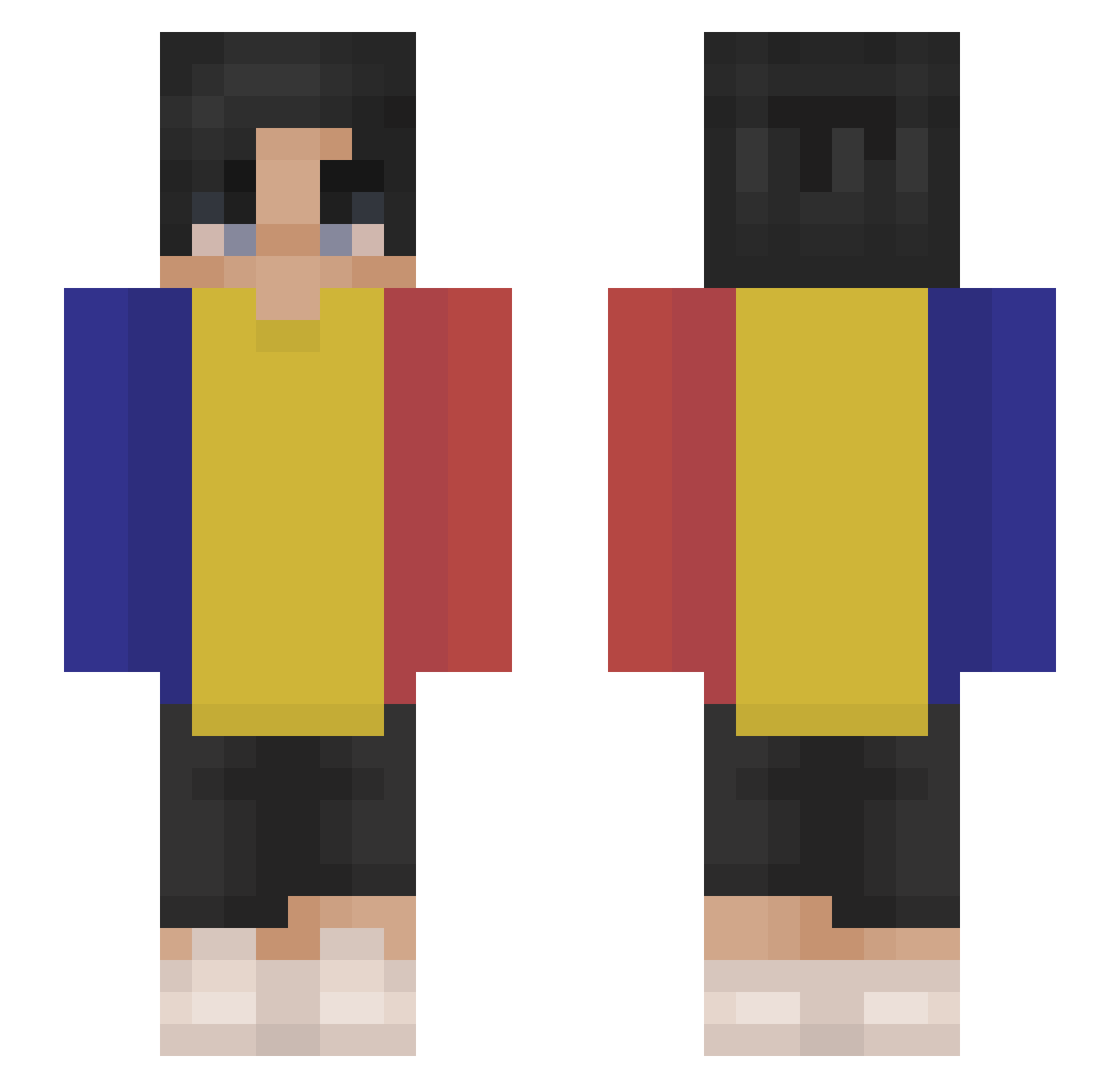 SchobyVSRomanian Minecraft skin, front and back view