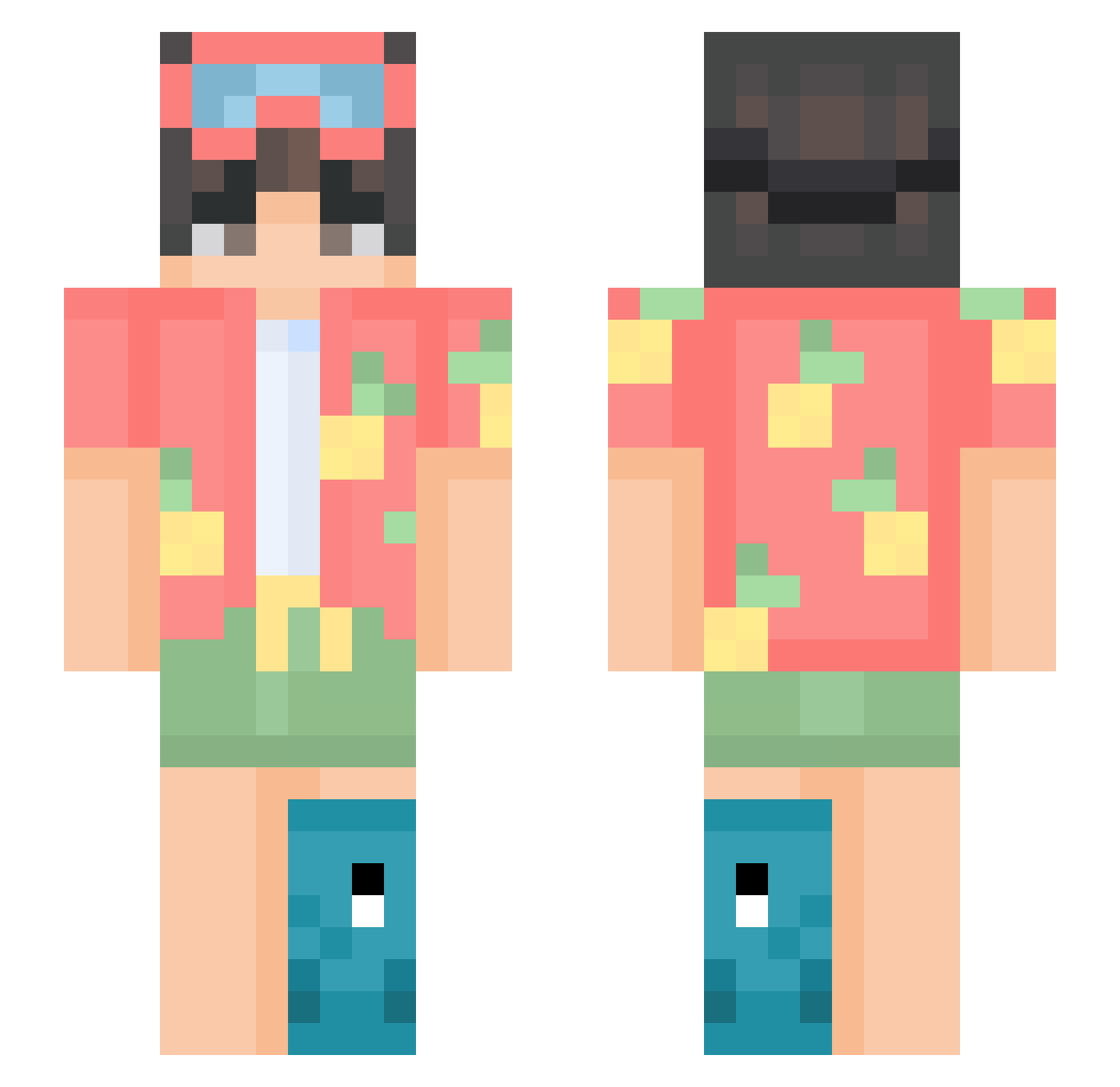 gammon Minecraft skin, front and back view
