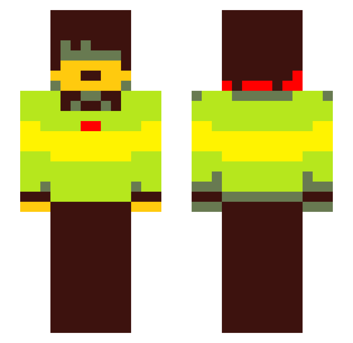 vjalle Minecraft skin, front and back view