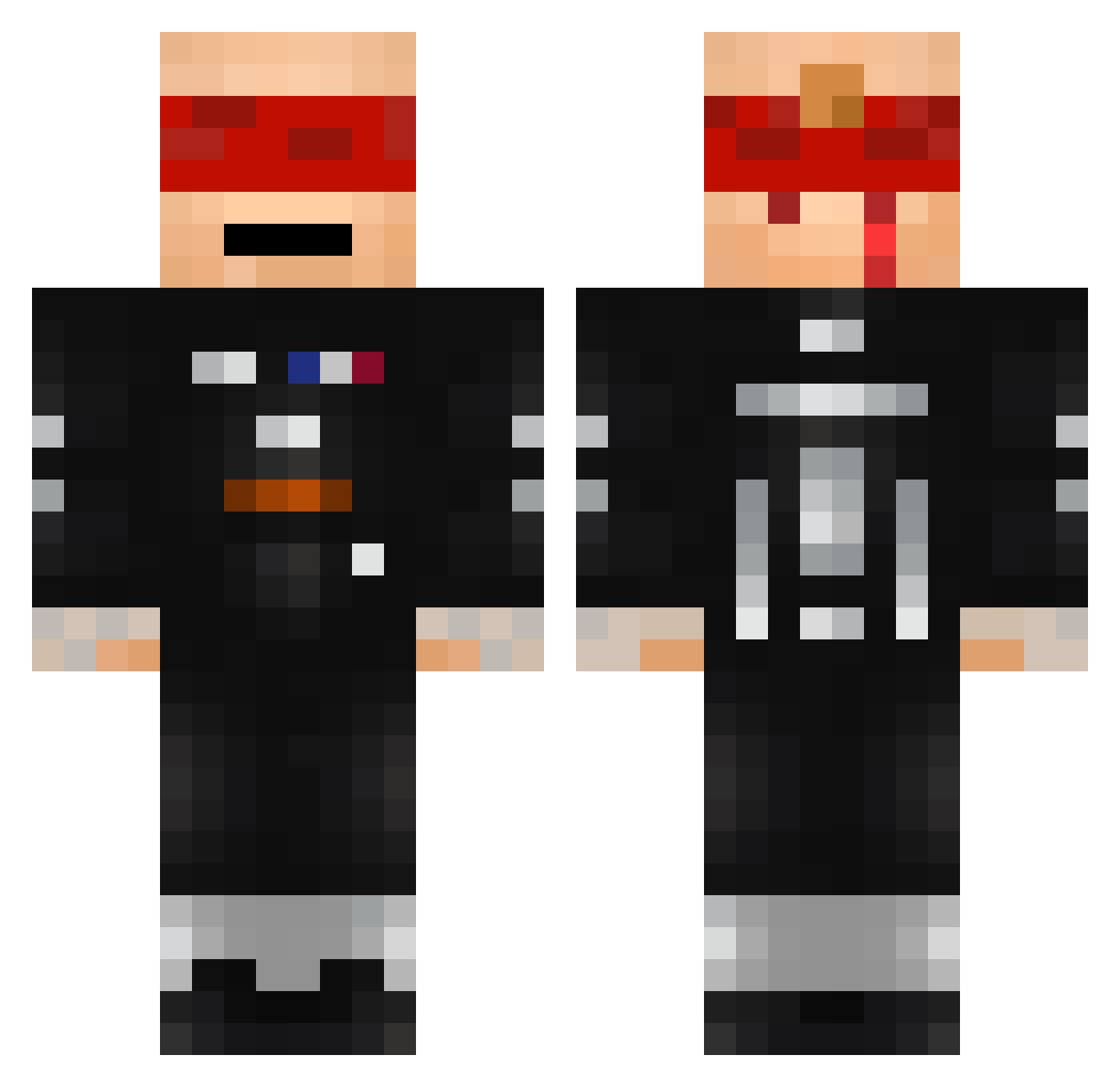 Twizzou Minecraft skin, front and back view