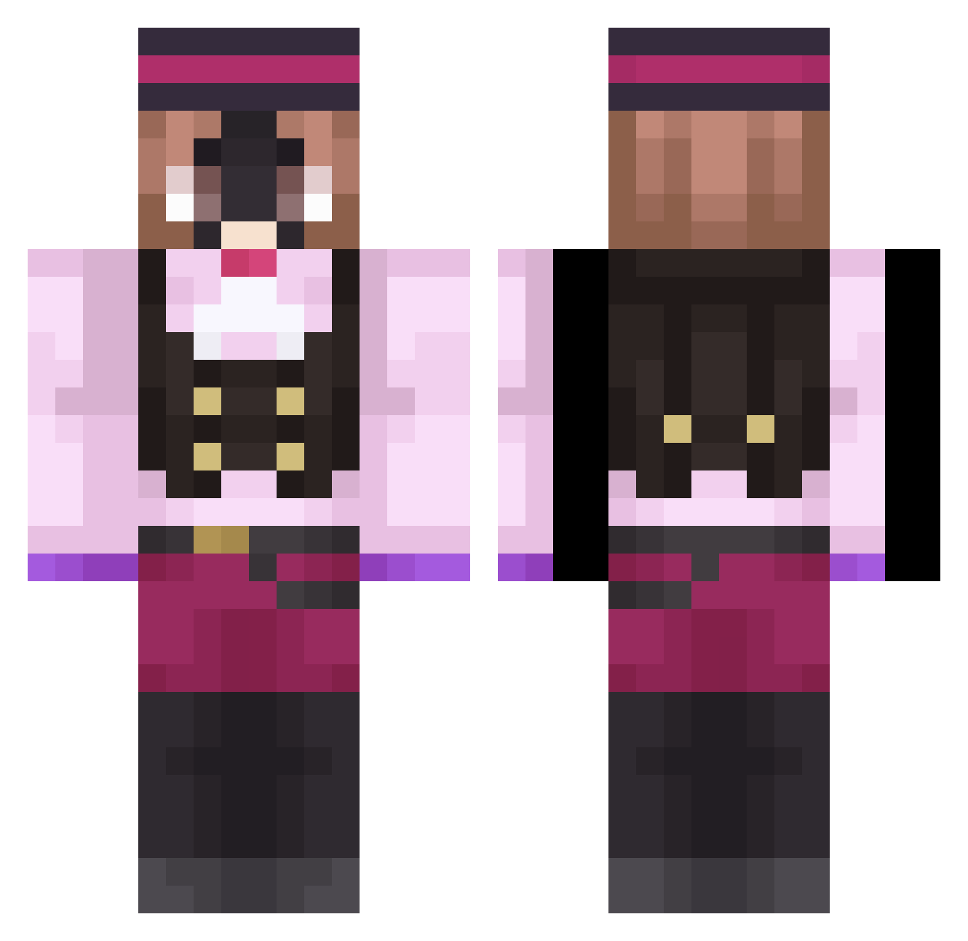 Gomayor Minecraft skin, front and back view