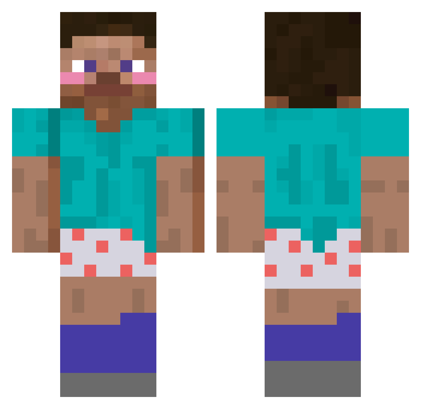 yowiz Minecraft skin, front and back view