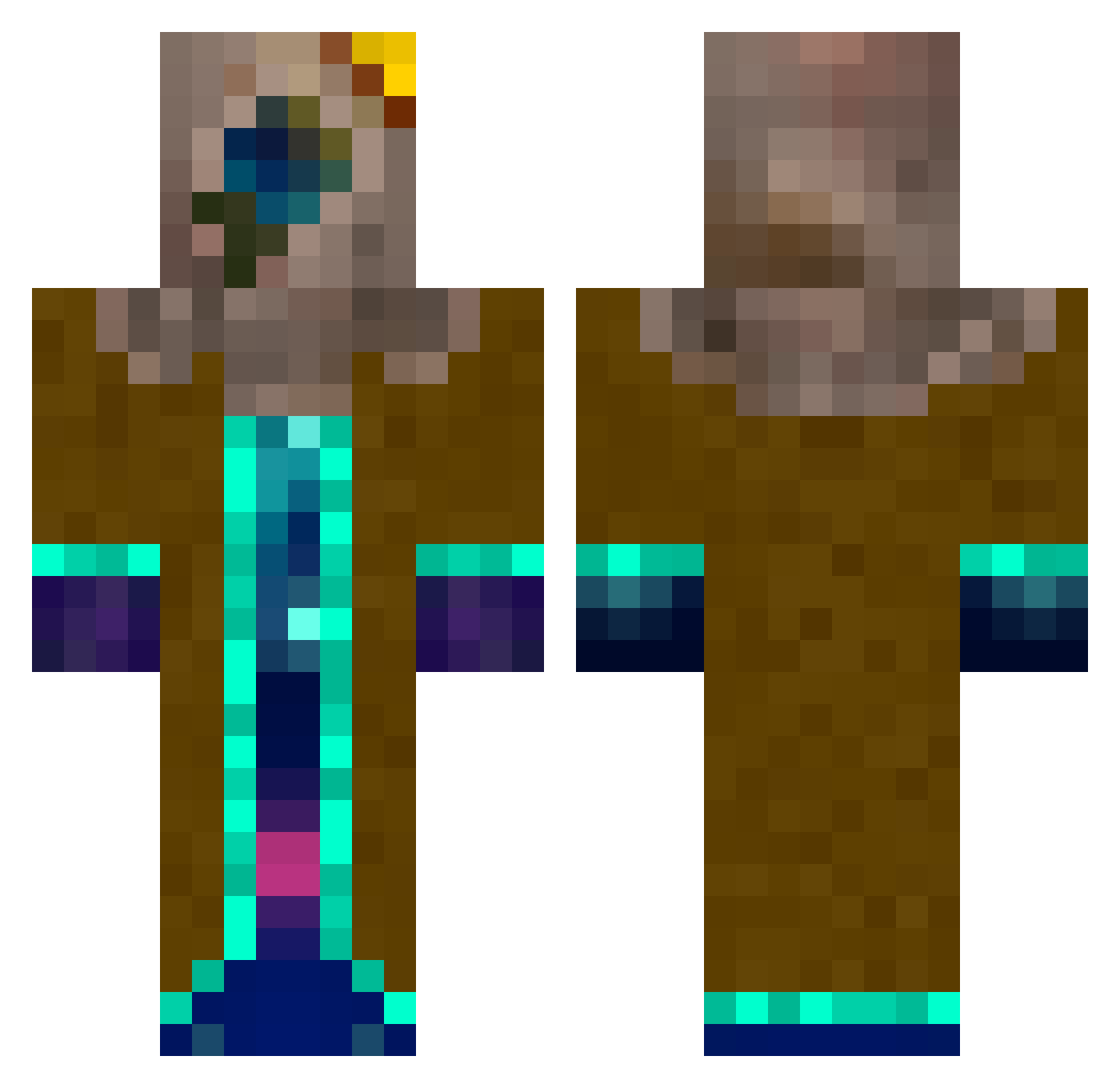 The_Artifactory Minecraft skin, front and back view