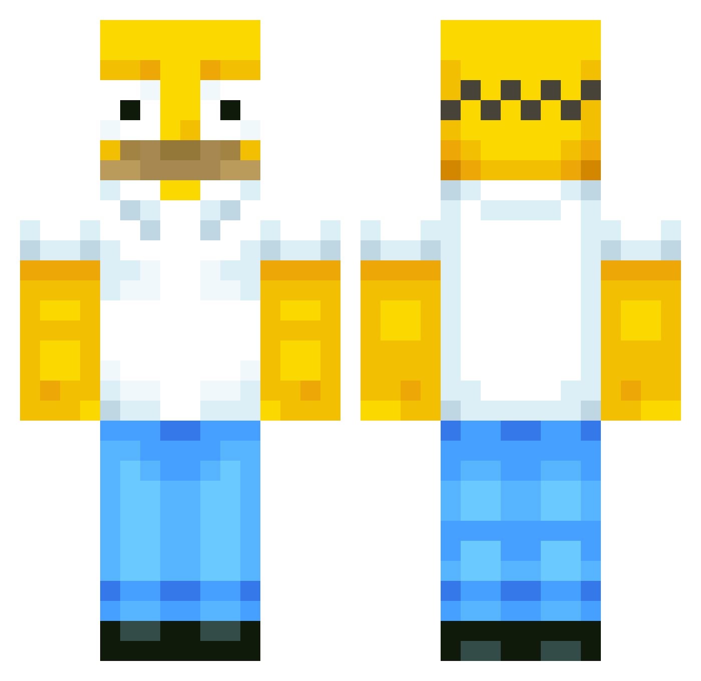TwigV Minecraft skin, front and back view