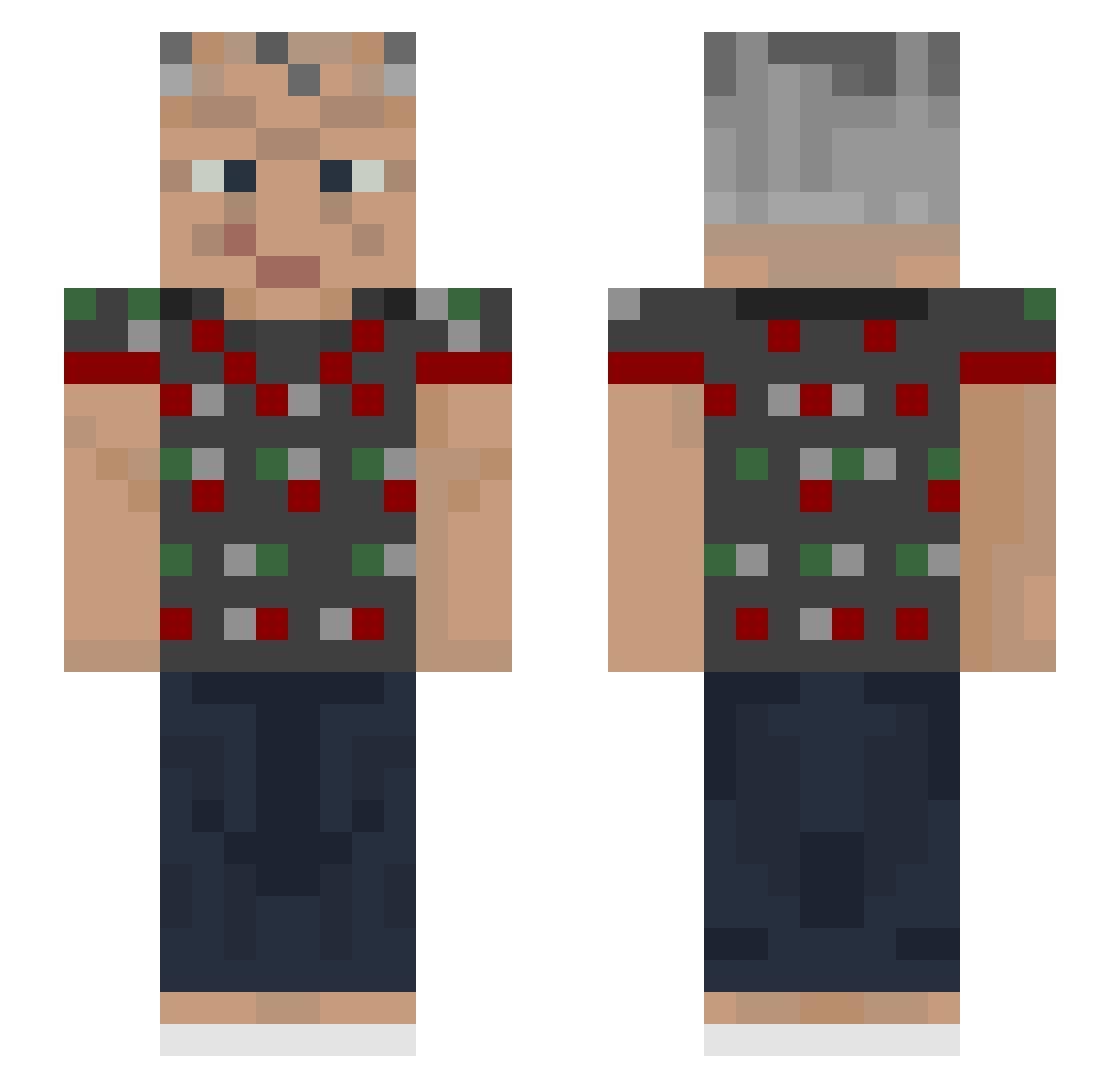 RealFronk Minecraft skin, front and back view
