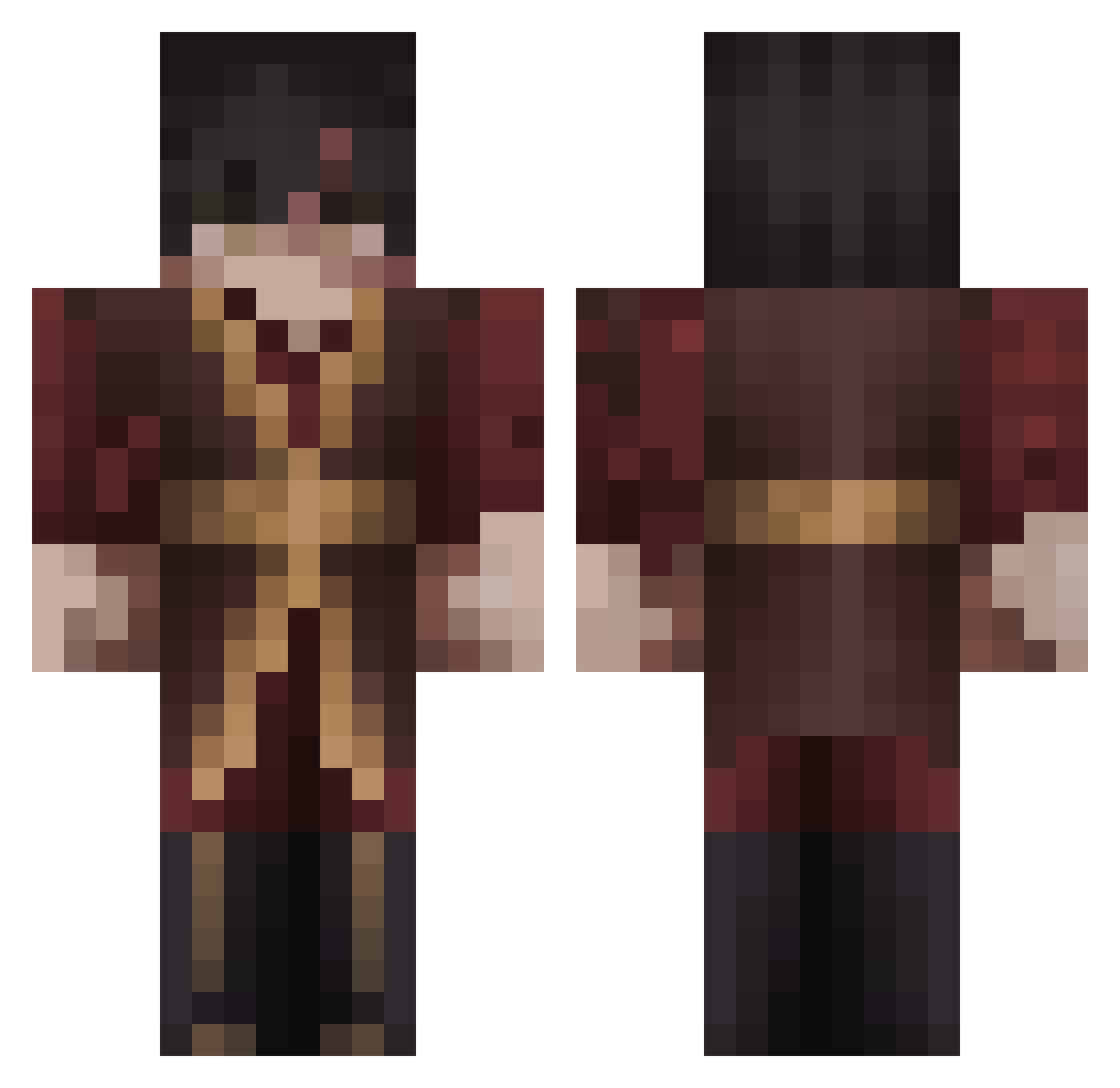 JM23F Minecraft skin, front and back view