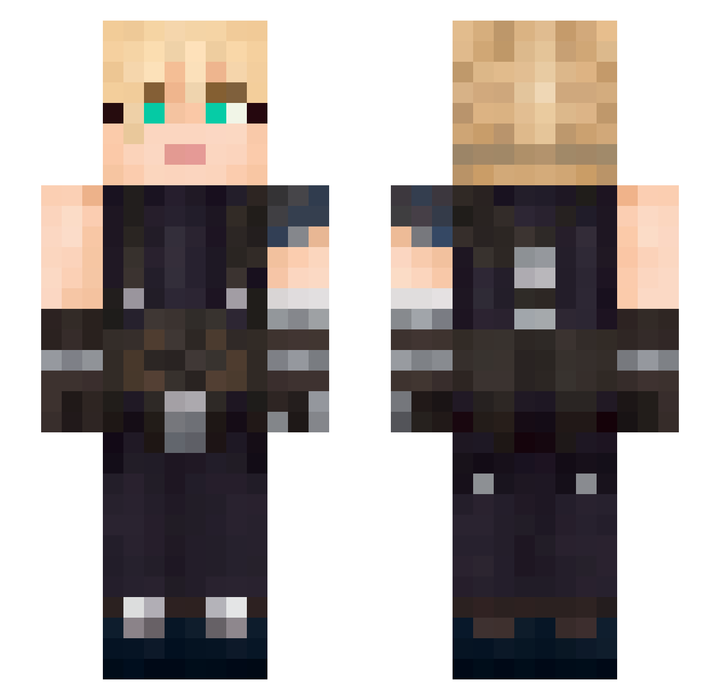 Grimmjovv Minecraft skin, front and back view